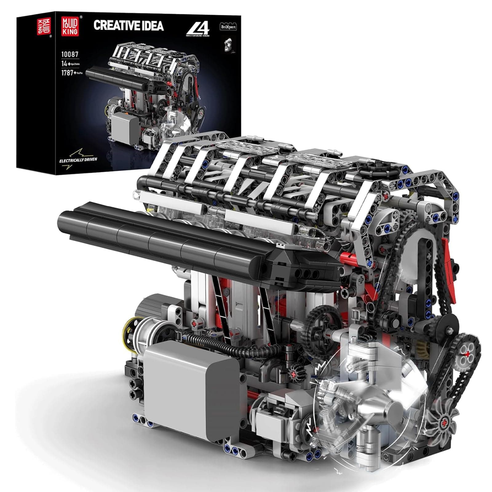 Mould King L4 Engine Building Blocks Sets, MOC Inline-Four Engine Scale Model Kit with Motor, Collectible Set for Adults, Construction Toys Gifts for Teen (1787 PCS)