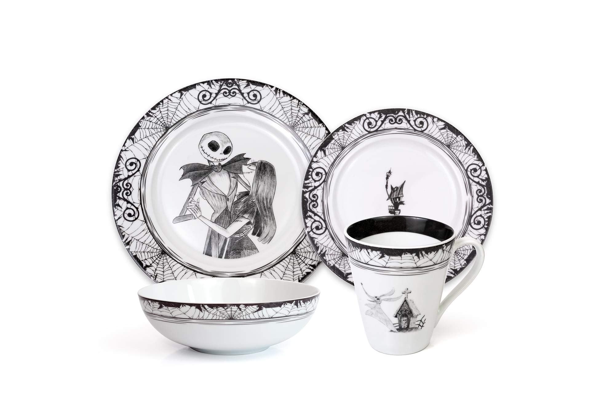 The Nightmare Before Christmas 16-Piece Dinnerware Set | Ceramic Dish Set White