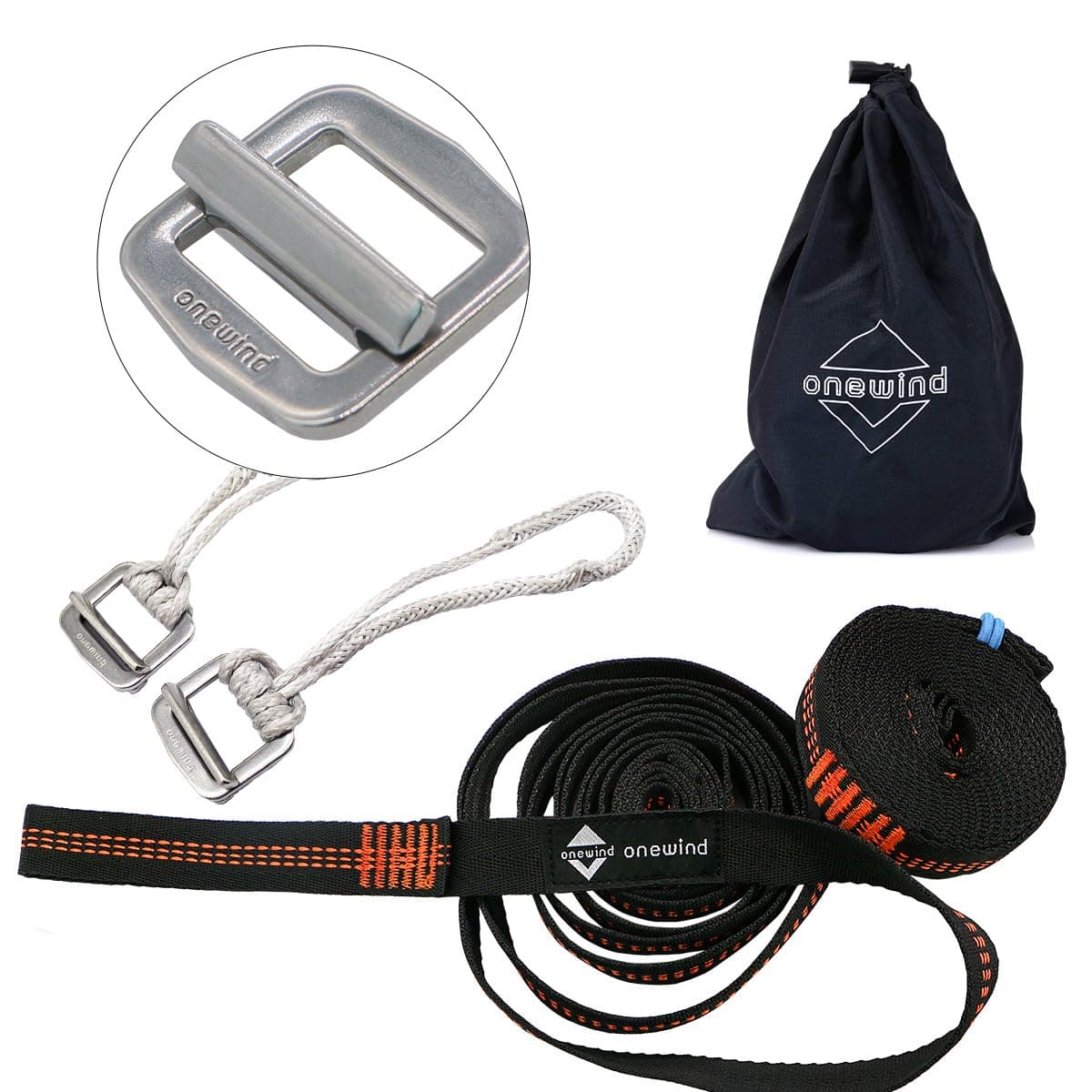 onewind Tree Straps – Camping Hammock Tree Swing Straps Durable Lightweight Set Compact & Easy to Set Up (Orange-N)