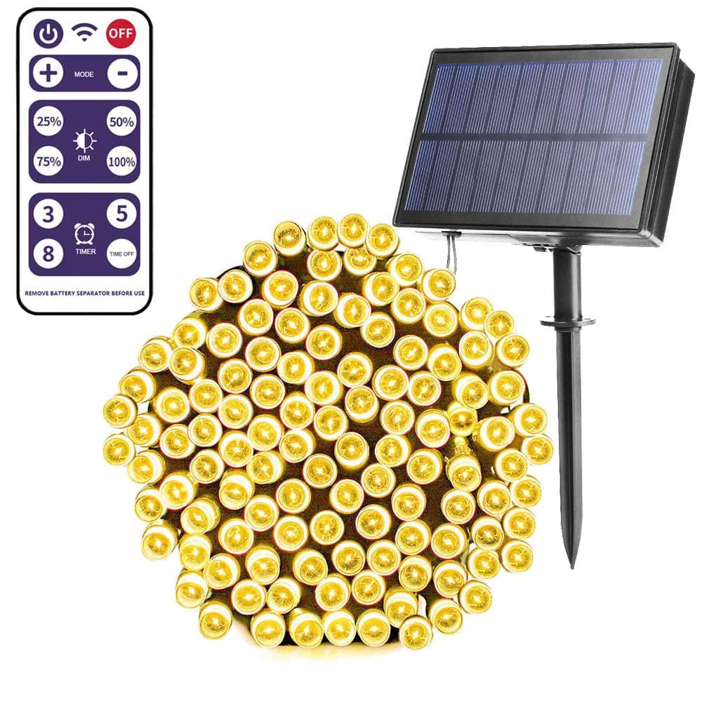 Garden Solar String Lights,TrandPower 100 LED 10 Meter 33ft Outdoor Fairy String Lights, 8 Modes Waterproof Decorative for Patio, Lawn, Garden, Party, Wedding, Christmas Lights(Warm White)