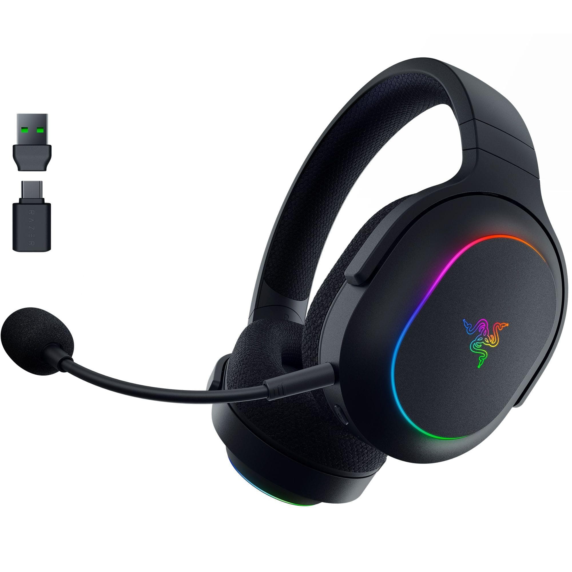 Razer Barracuda X Chroma 2.4GHz Wireless Bluetooth Gaming Headset, Lightweight Chroma RGB Headset, 40mm Drivers, Cardioid Microphone, 70 Hour Battery for PC, Mac,