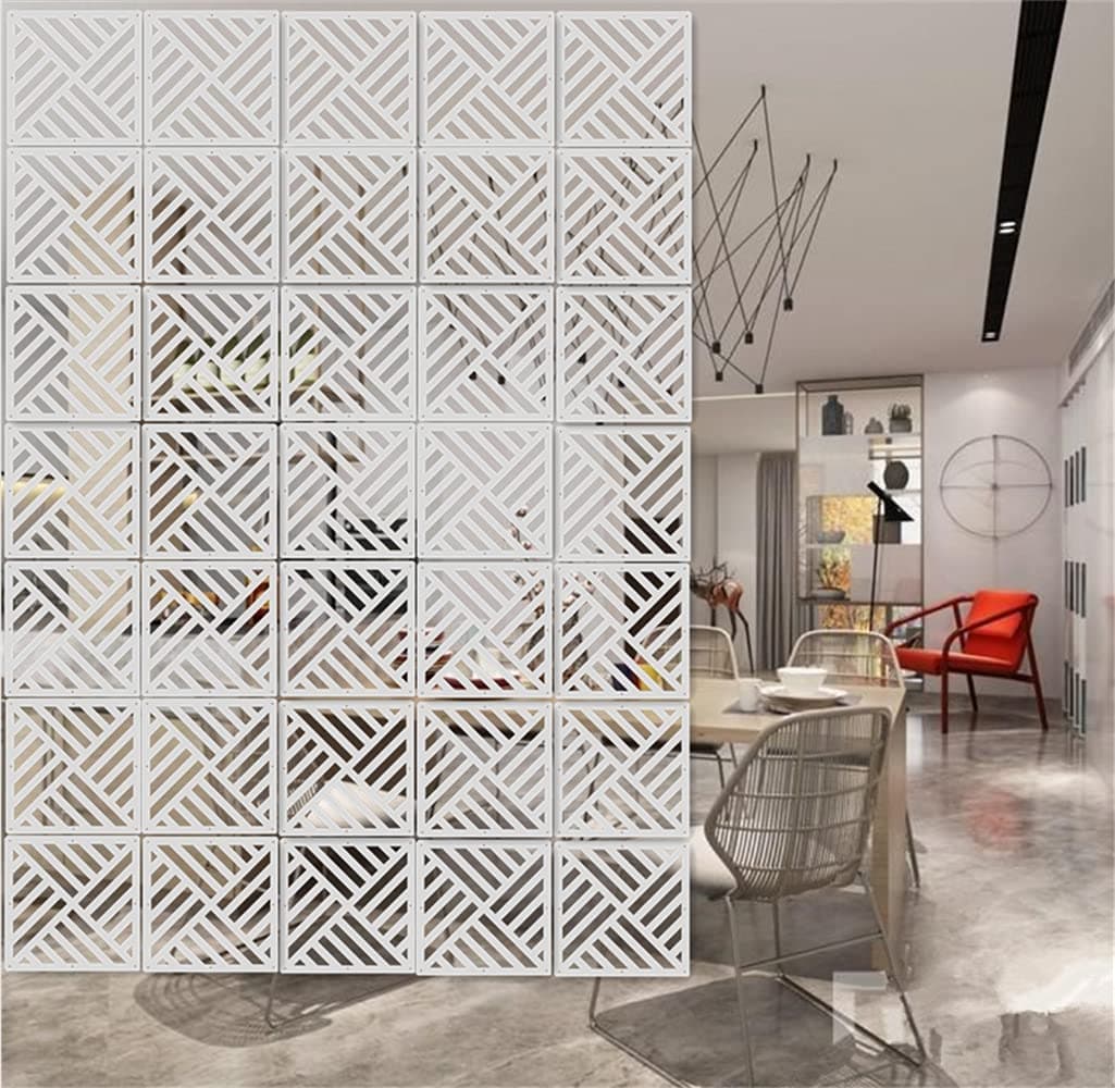 12Pcs/Set Hanging Room Divider White DIY Panel Screens Partition Wall Dividers Room Decorative with All Accessories 11.4x11.4 Inch (M6)
