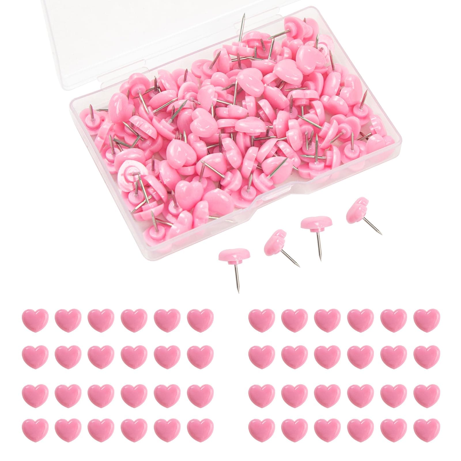200pcs Push Pins for Cork Board,Tacks and Push Pins with Number,Map Pins Photo Thumb Tacks for Office School Wall Bulletin Board (Pink)