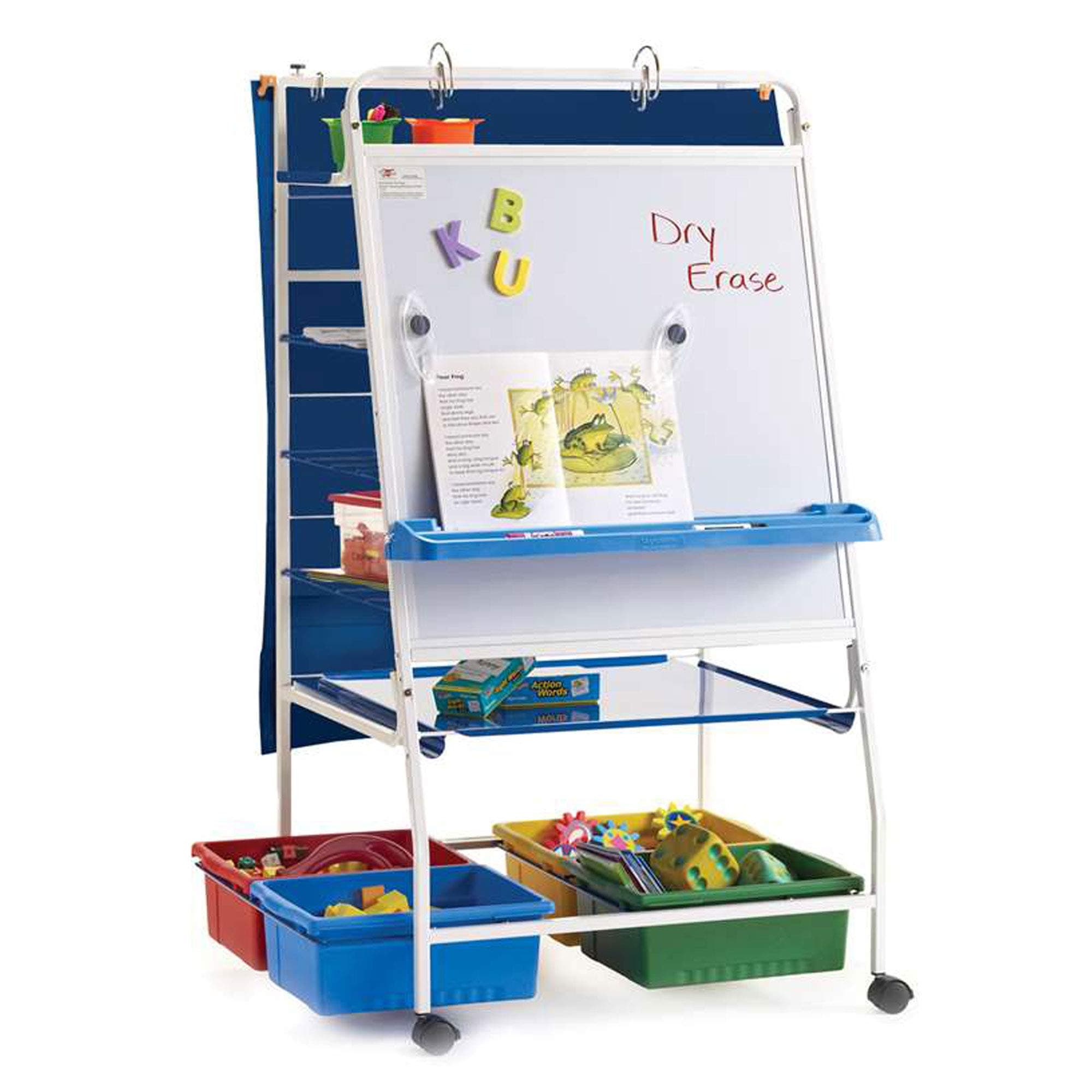 Copernicus Home School Classroom Expanded Storage Royal Reading Writing Center with Storage Tubs, Shelves