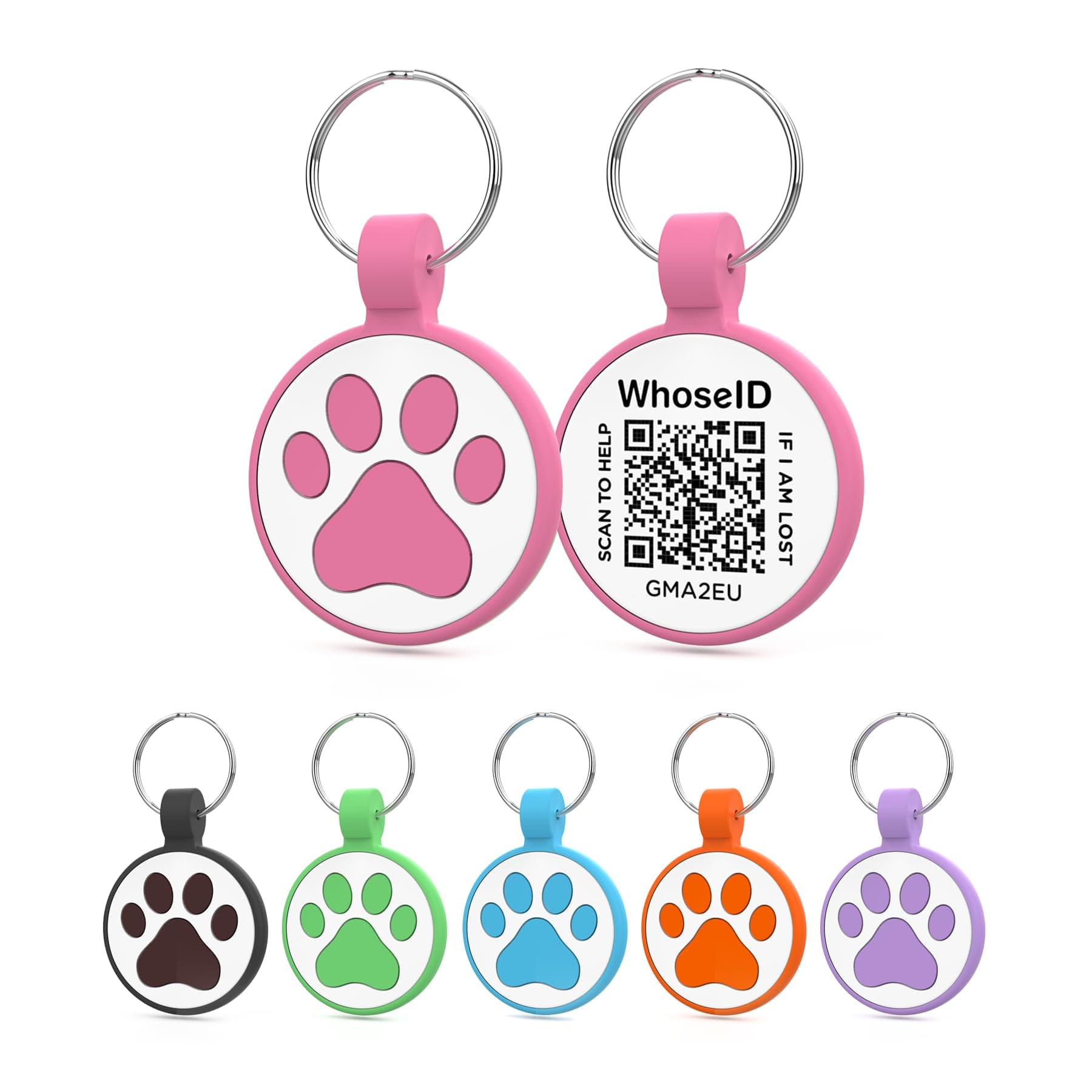 QR Code Cat Tag, Modifiable Pet Online Profile Page, Multiple Emergency Contact, Silent Silicone, Lightweight, No Jinging, Collar Accessories, QR Cat ID Tag (Small Breeds - 1", Rose)
