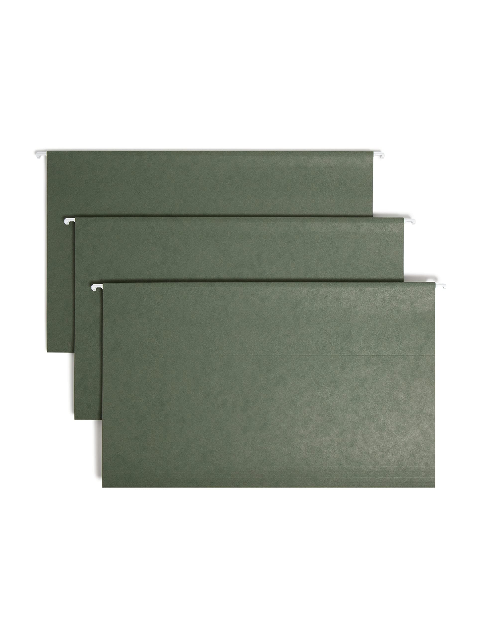 Hanging File Folder with Tab, 1/3-Cut Adjustable Tab, Legal Size, Standard Green, 25 per Box
