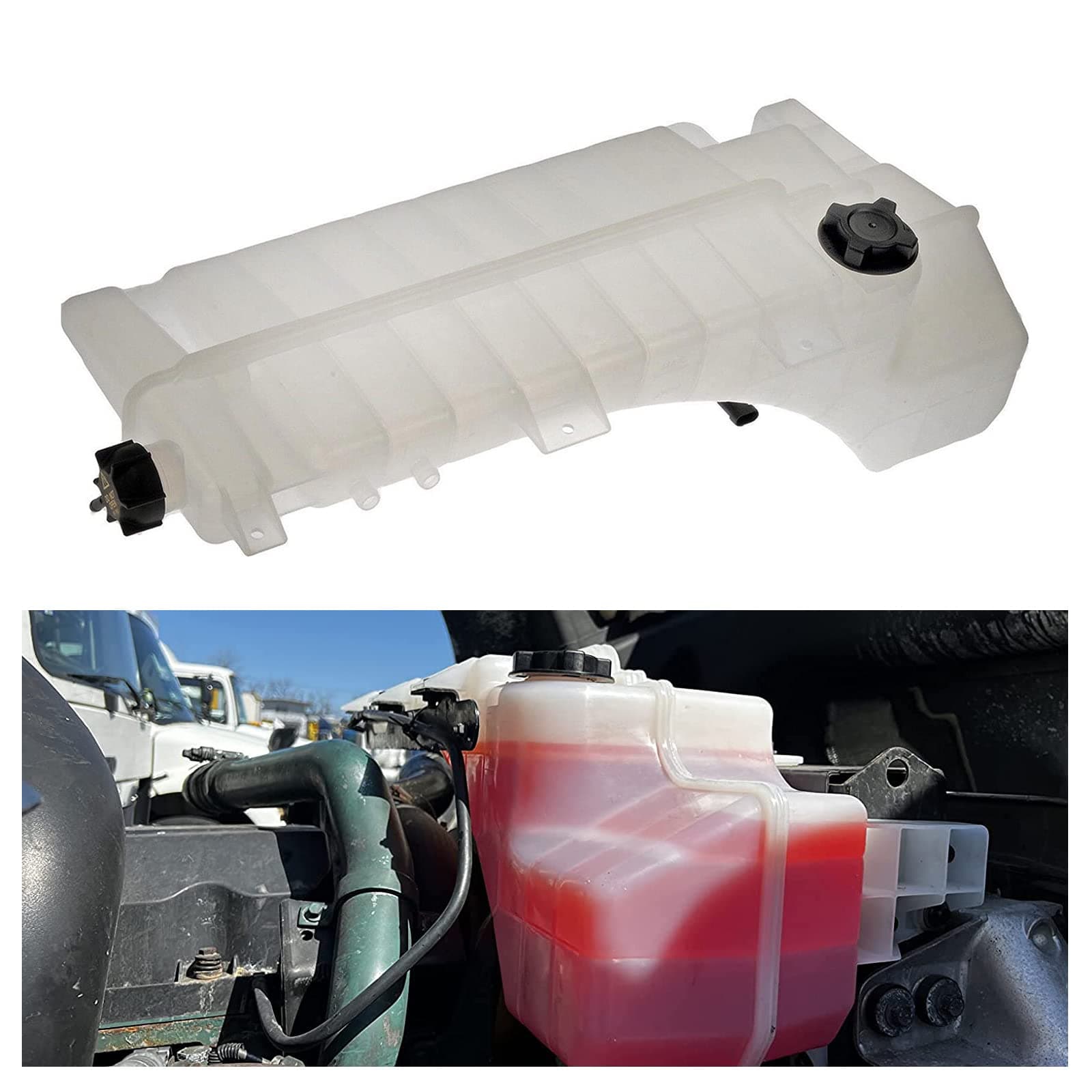 LOSTAR Coolant Reservoir with Cap & Sensor Compatible with 2008 - 2017 Volvo VHD VNL VHD Truck and Mack CHU CXN CXU 21846997, 603-5505