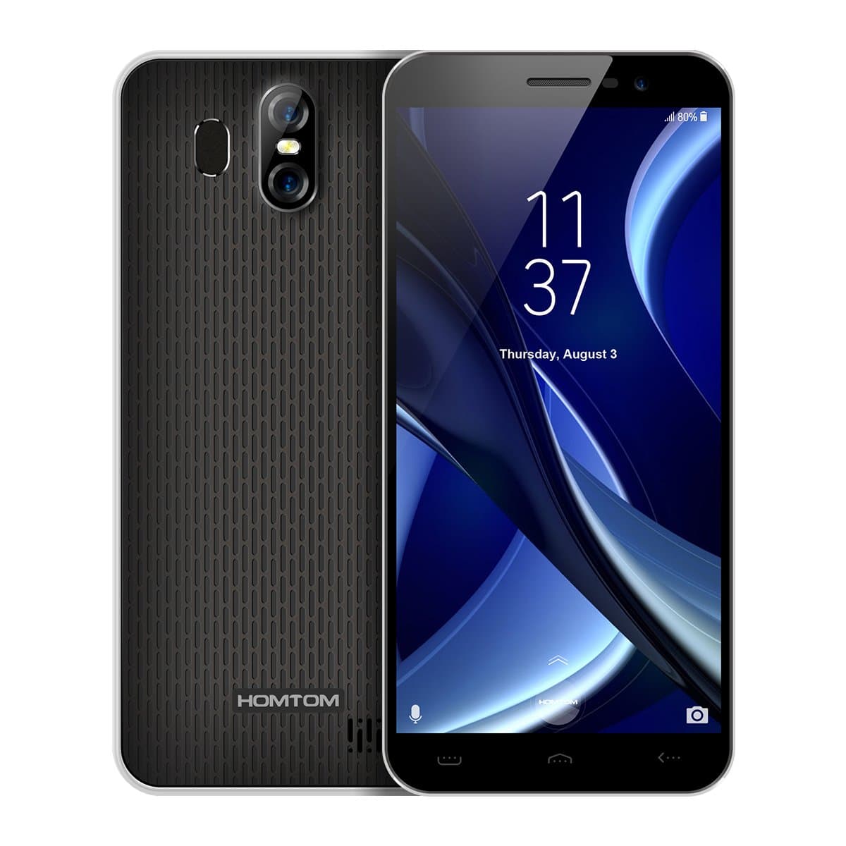 HOMTOM S16-5.5" 3G Smartphone, Full Display, Android 7.0 Quad Core 2GB+16GB, Dual Rear Camera 13MP+2MP w/ 8.0MP, Dual SIM Dual Standby, SIM-Free Unlocked Mobile Phone, Black