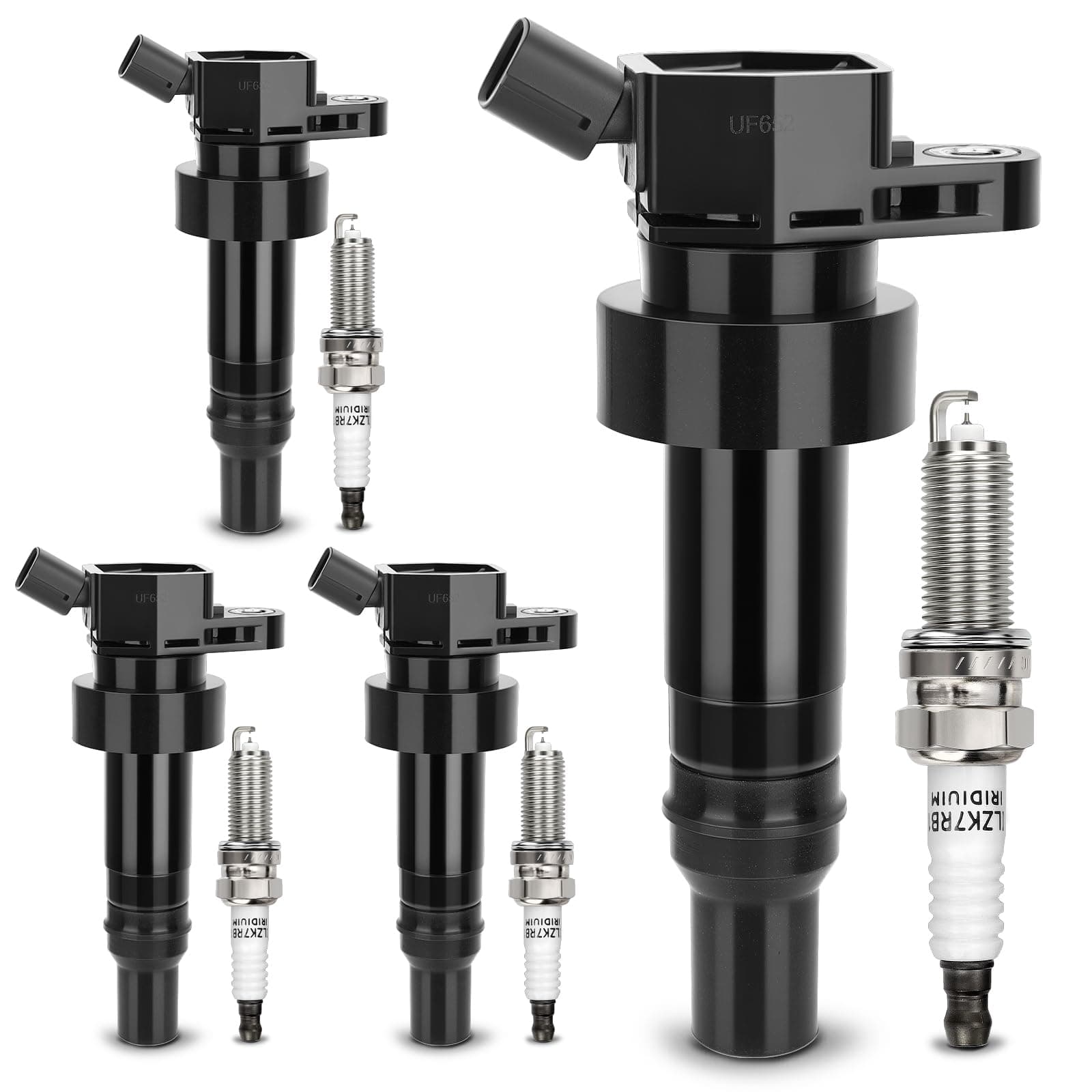 UF652 Ignition Coil &93815 Double Iridium Spark Plug for 2012-2020 HYUNDAI Accent,2012-2017 HYUNDAI Veloster/2012-2020 Kia Rio,2012-2019 Kia Soul Replaces#273012B100 C1803 GN10634 5C1860