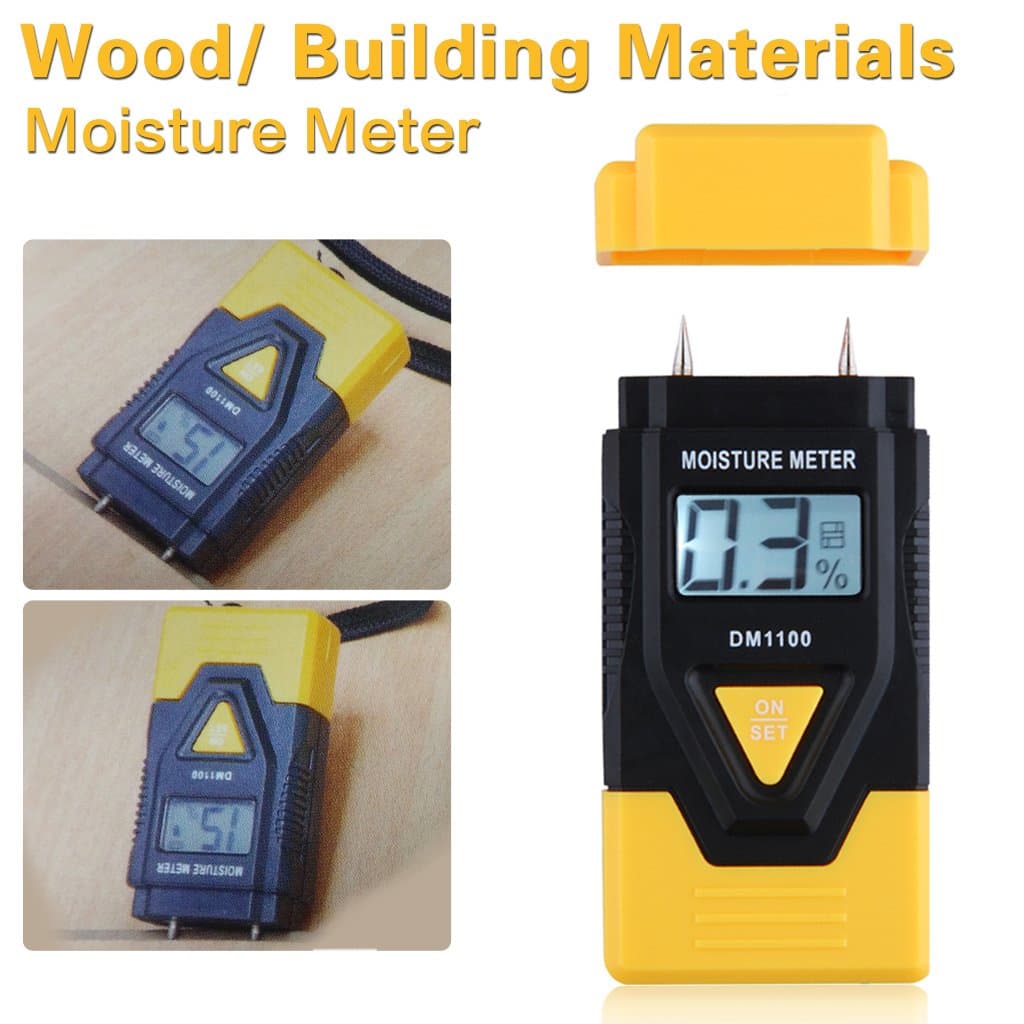3 In 1 Mini Handy Digital Moisture Meter High accuracy 6% - 42% for Wood, 0.2% - 2.0% for Building Materials Moisture Meter with LCD display (Yellow)