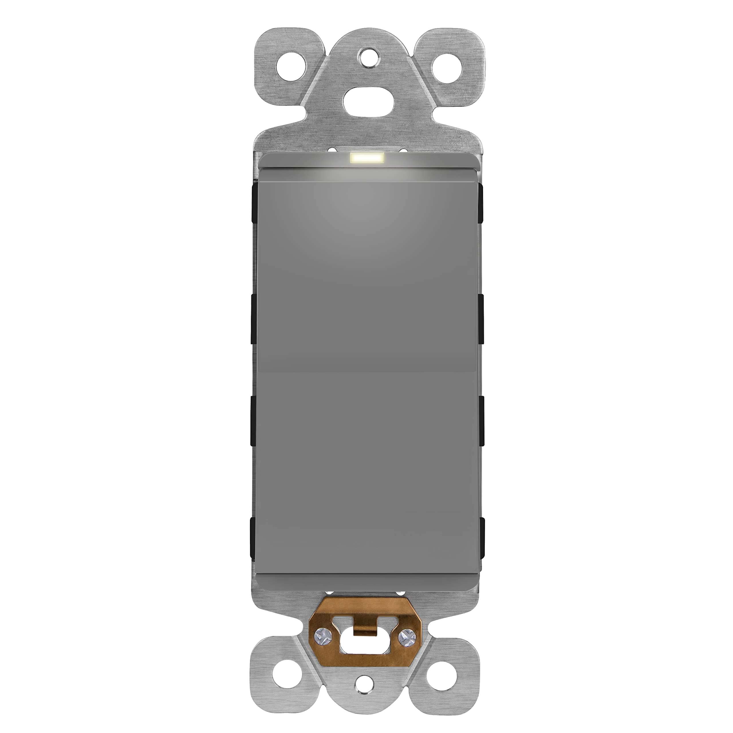 LIDER Minimalist Design Matte Finish Lighted Decorator Switch, Frameless Paddle Light Switch with Locator Light, Grounding Screw, 3-Way or Single Pole, 15A 120V, UL Listed, LS15-3W-GY, Gray