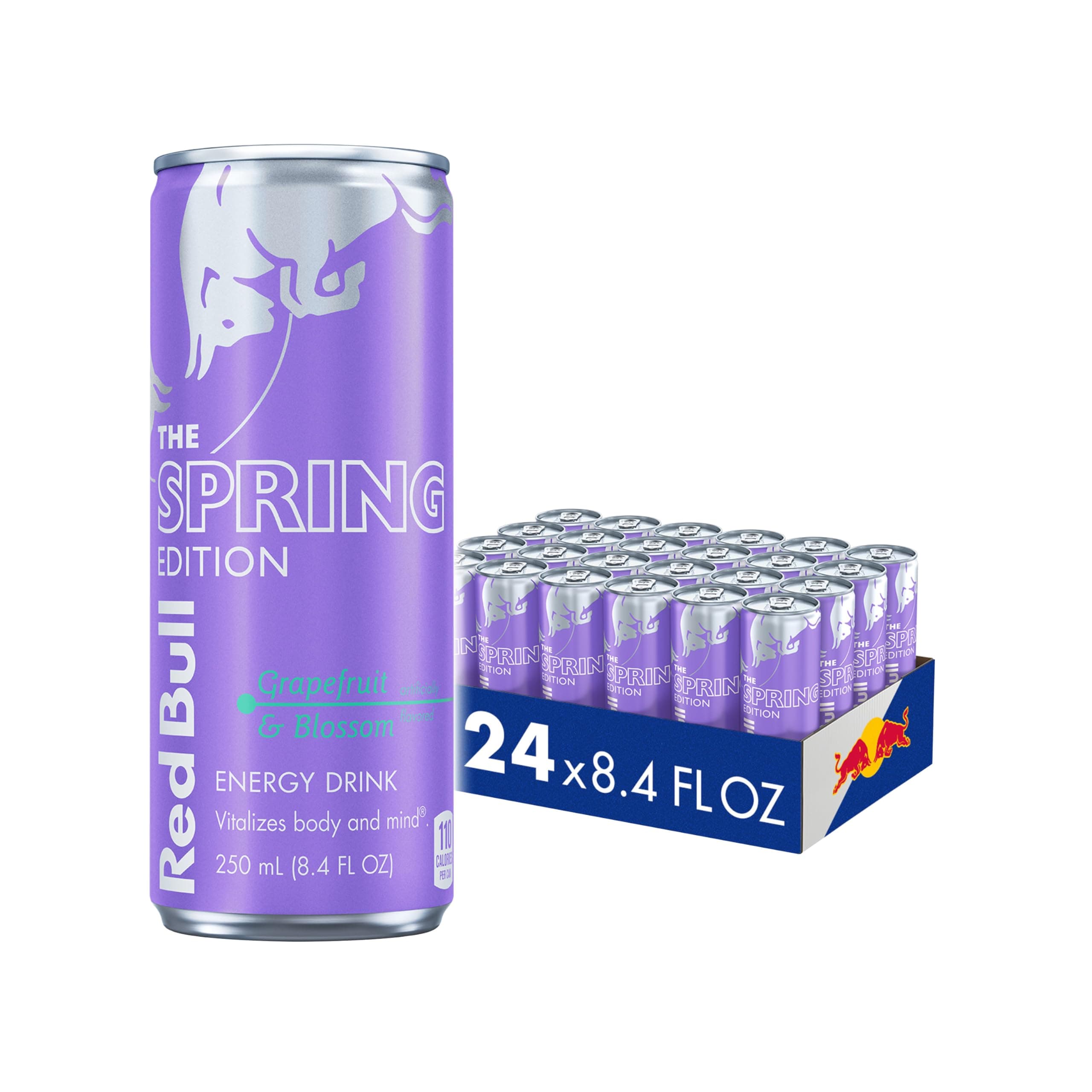 Red Bull Spring Edition Energy Drink, Grapefruit, 8.4 fl. oz., Case of 24 cans, with 80mg Caffeine, Taurine & B Vitamins