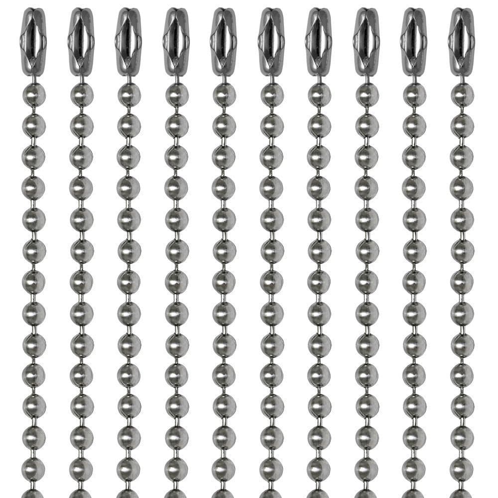 Pull Chain Extension, 30 Inch, Brushed Nickel Beaded Ball Chain With Connector, Pack Of 10