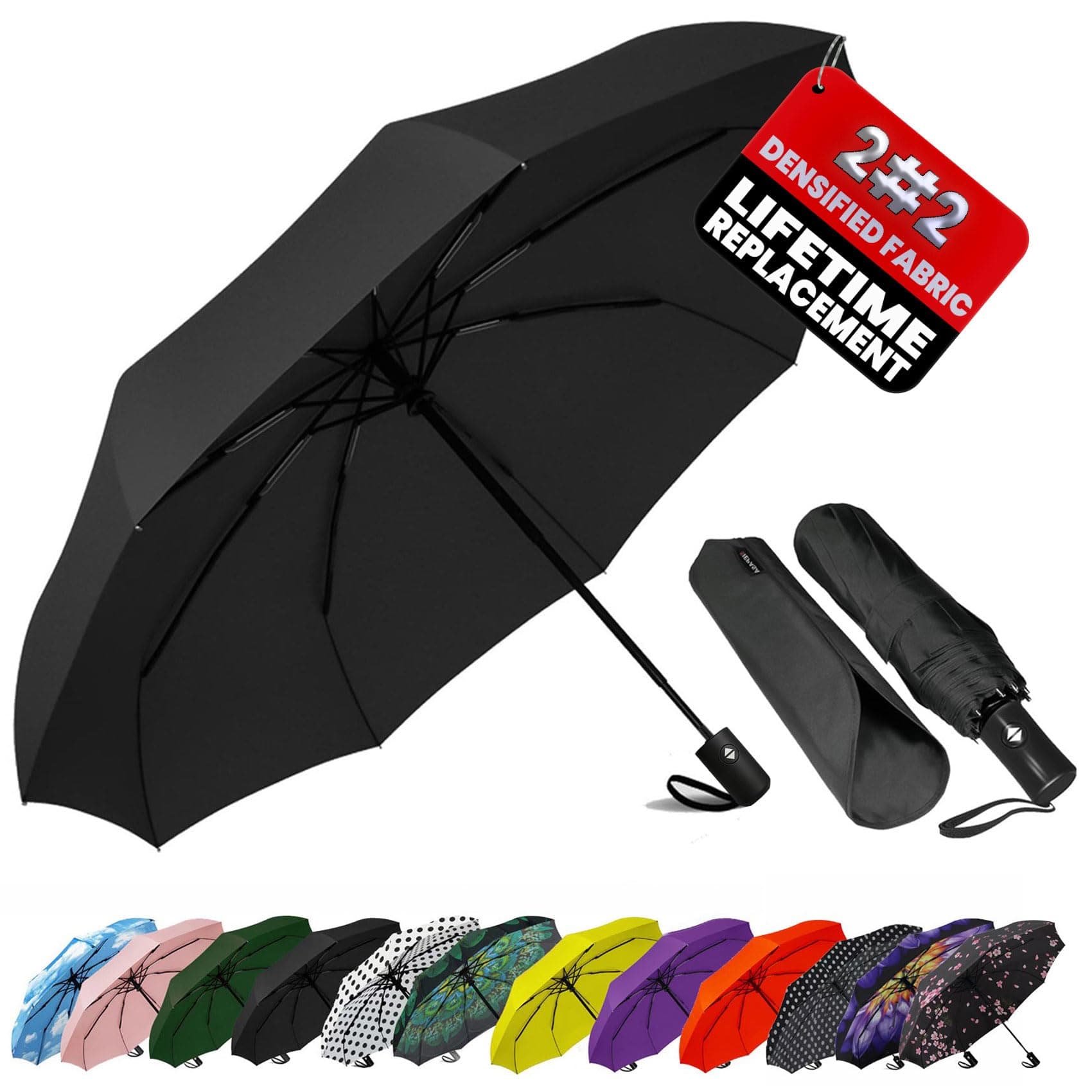 SIEPASA Windproof Travel Compact Umbrella-Automatic Umbrellas for Rain-Compact Folding Umbrella, Travel Umbrella Compact, Small Portable Windproof Umbrellas for Men Women Teenage. (Black)