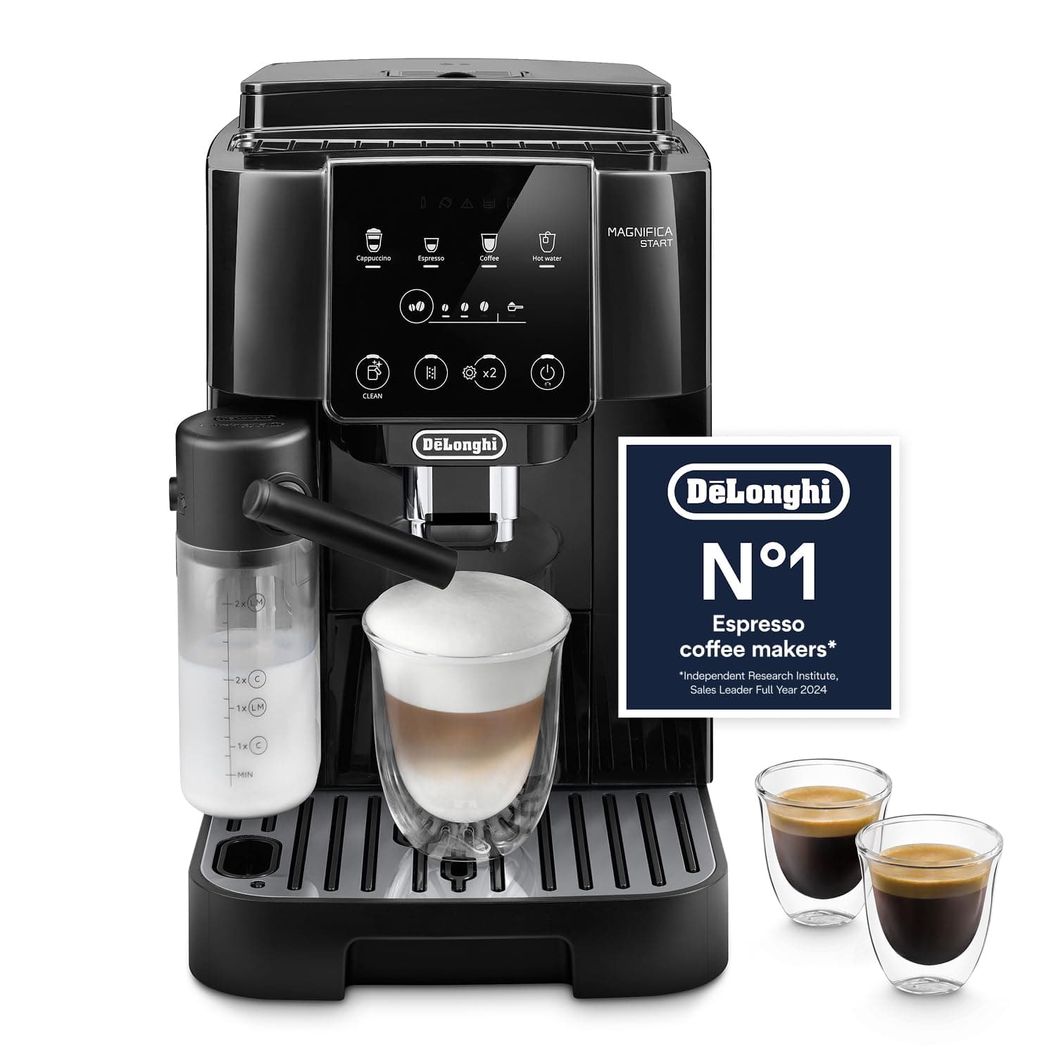 Magnifica Start ECAM220.60.B, Fully Automatic Bean to Cup Coffee Machine with 4 One-Touch Recipes, Soft-Touch Control Panel, Auto Milk, 1450W, Black