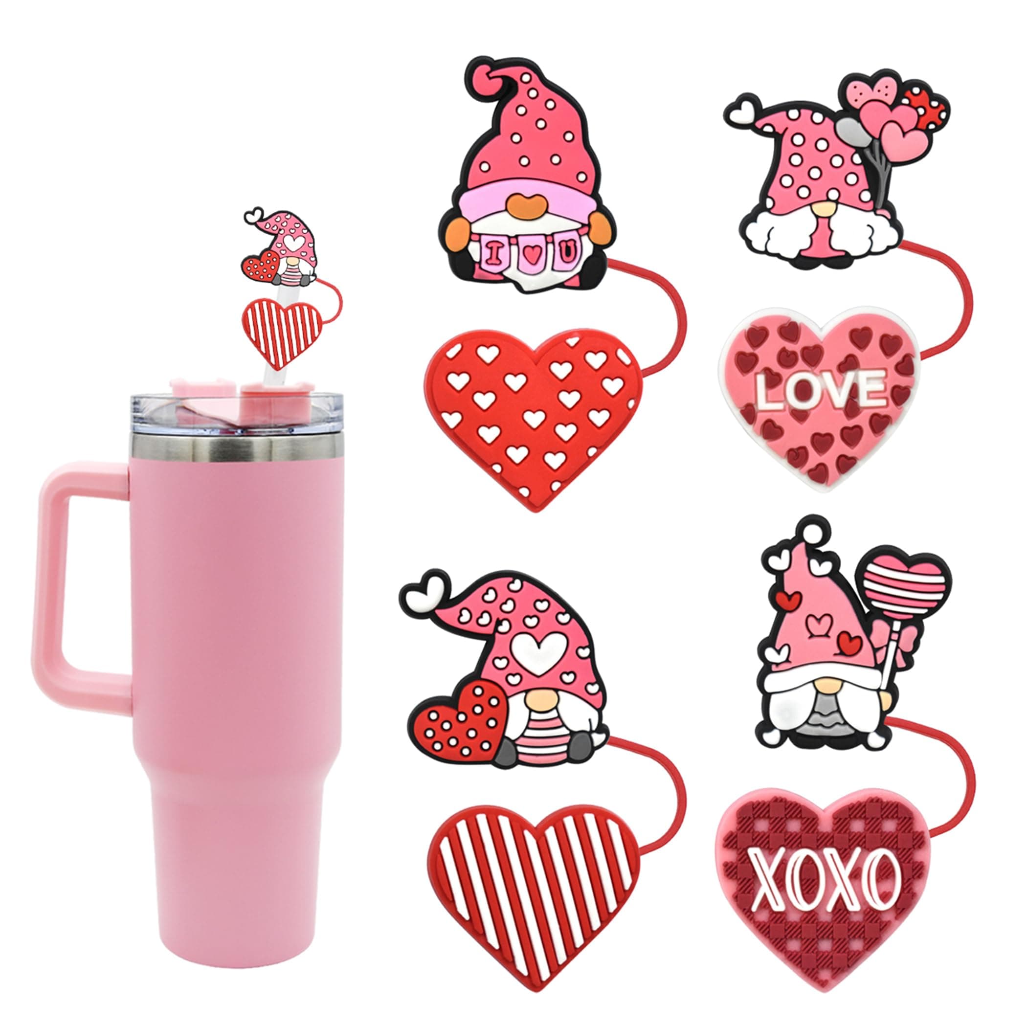 Straw Cover Cap for Stanley Cup Topper Compatible for 30 and 40 Oz Tumbler with Handle,10 mm 0.13 in Reusable StrawTips Lids,Straw Covers for Christmas Gifts