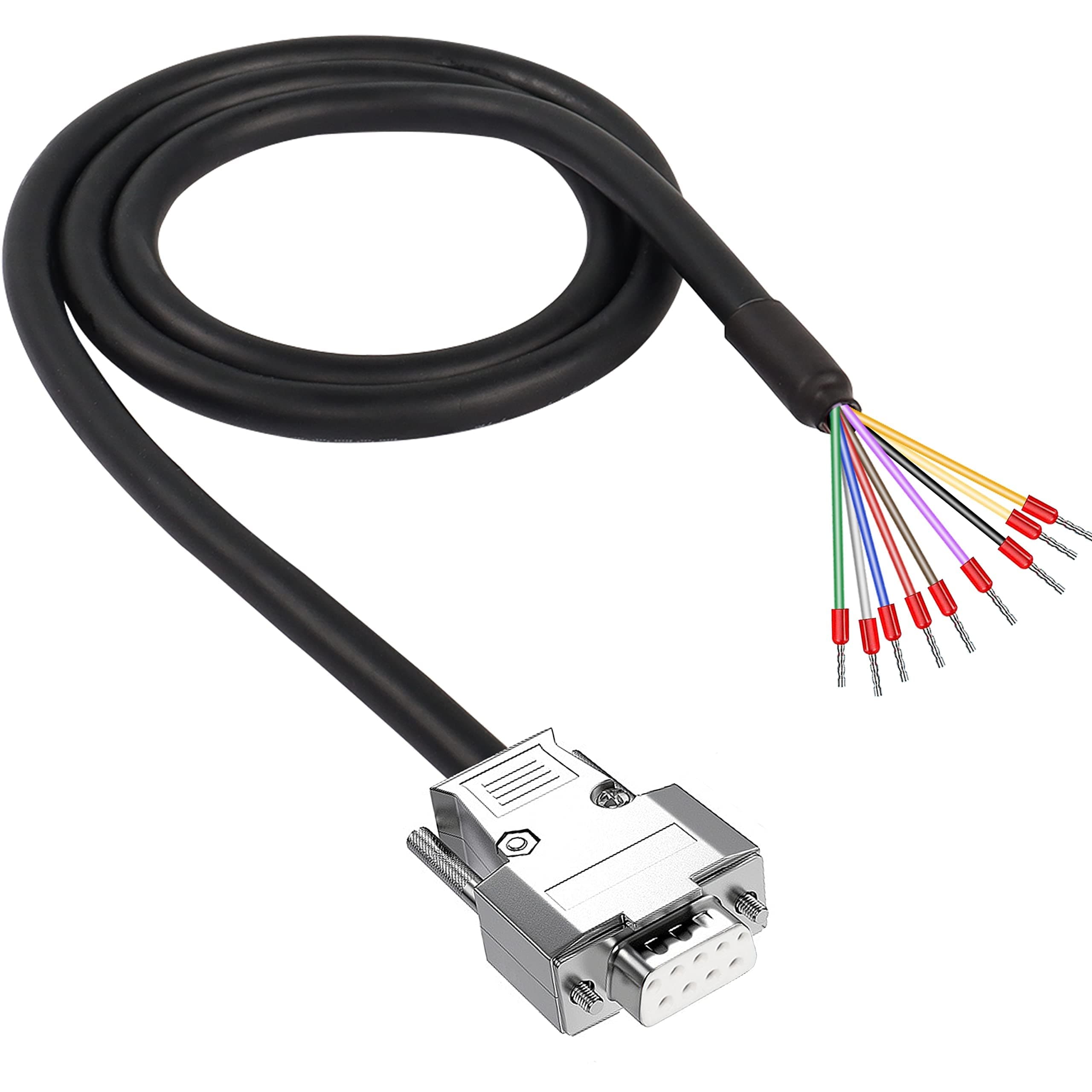 XMSJSIY DB9 Connector Adapter Cable, D-SUB 9Pin RS232 RS485 Serial Port Extension Cable Replacement with Bare Wire 22AWG (DB9 Female)