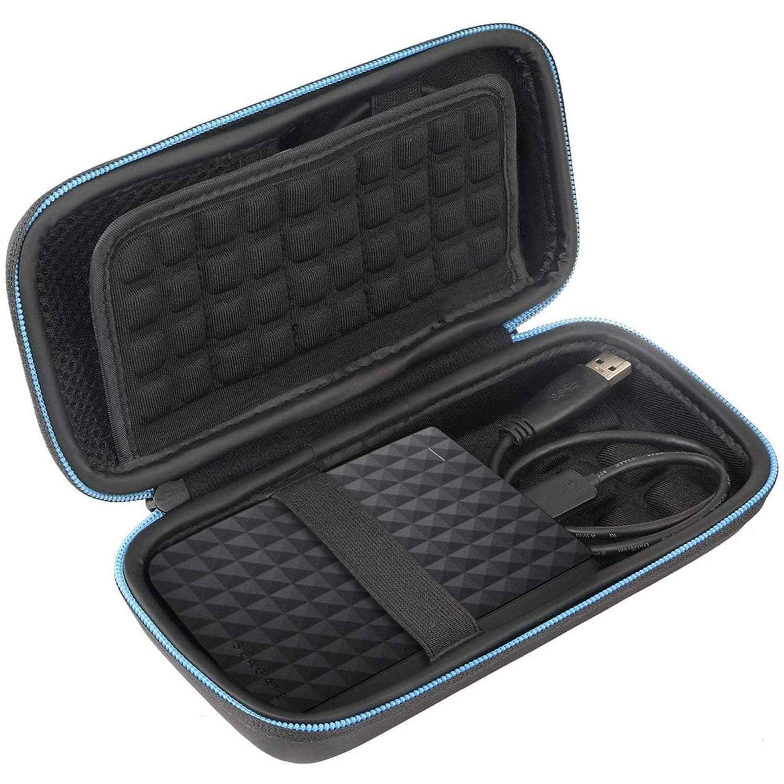 Baval Hard Drive Carrying Case Replacement for Seagate Portable Expansion Seagate Backup Plus Slim 1TB 2TB 4TB 5TB Portable External Hard Drive USB 3.0 HDD Shockproof Travel Bag (Black)
