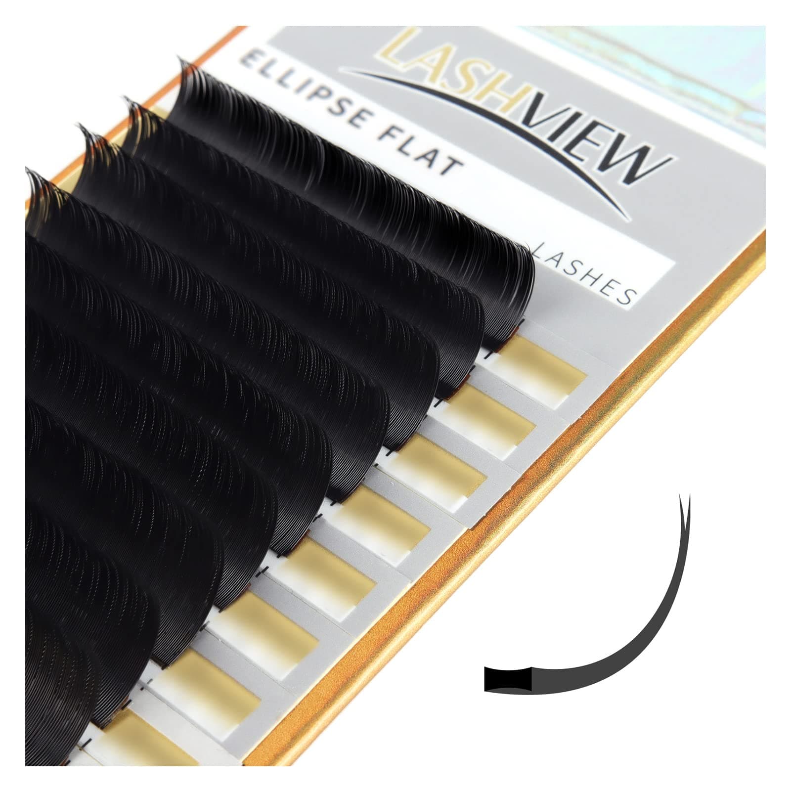 LASHVIEW Eyelash Extension,Ellipse Flat Eyelash Extensions,Individual Lashes,0.15mm C Curl 10mm,Lash Extension,Semi-Permanent,Extremely Light & Soft