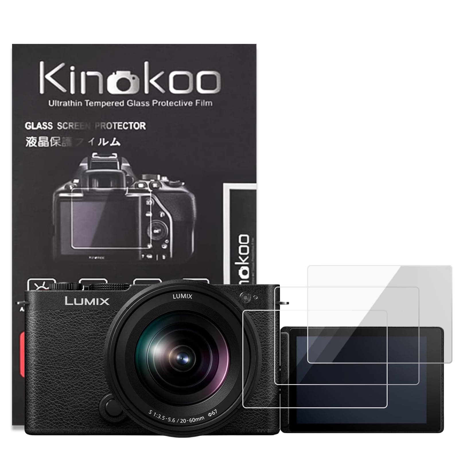 kinokoo Screen Protector for Panasonic DC-S9 Mirrorless Camera - 0.25mm 9H Hardness Panasonic Lumix S9 Tempered Glass Film - Anti-Fingerprint, Anti- Scratch & Bubblefree (3 Packs)
