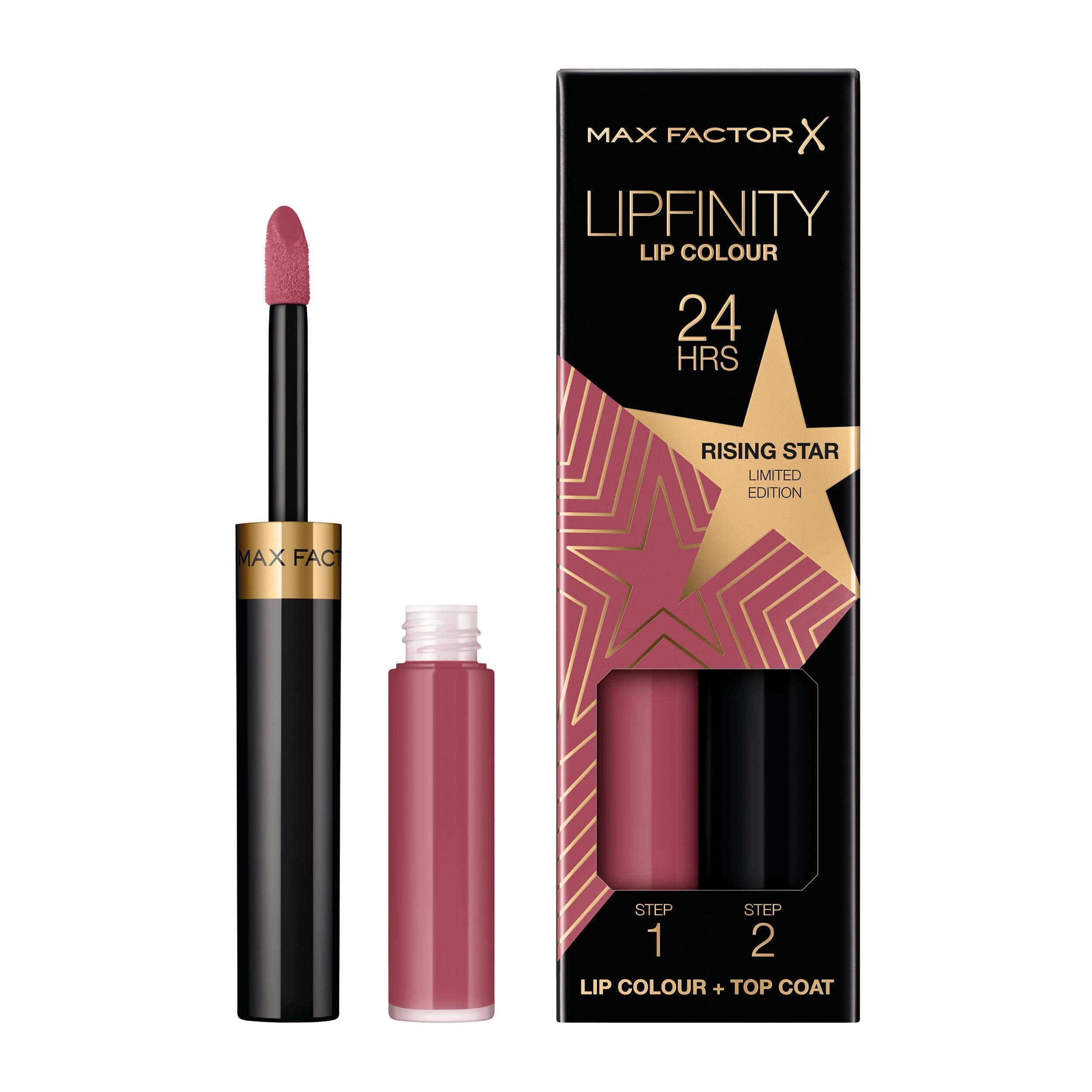 Max Factor Lipfinity Rising Star, Long-Lasting, Two Step Lipstick, Vibrant Colour, Hydrating, Lasts 24 Hrs, Matte Lip Colour With Glossy Top Coat, 4.2g