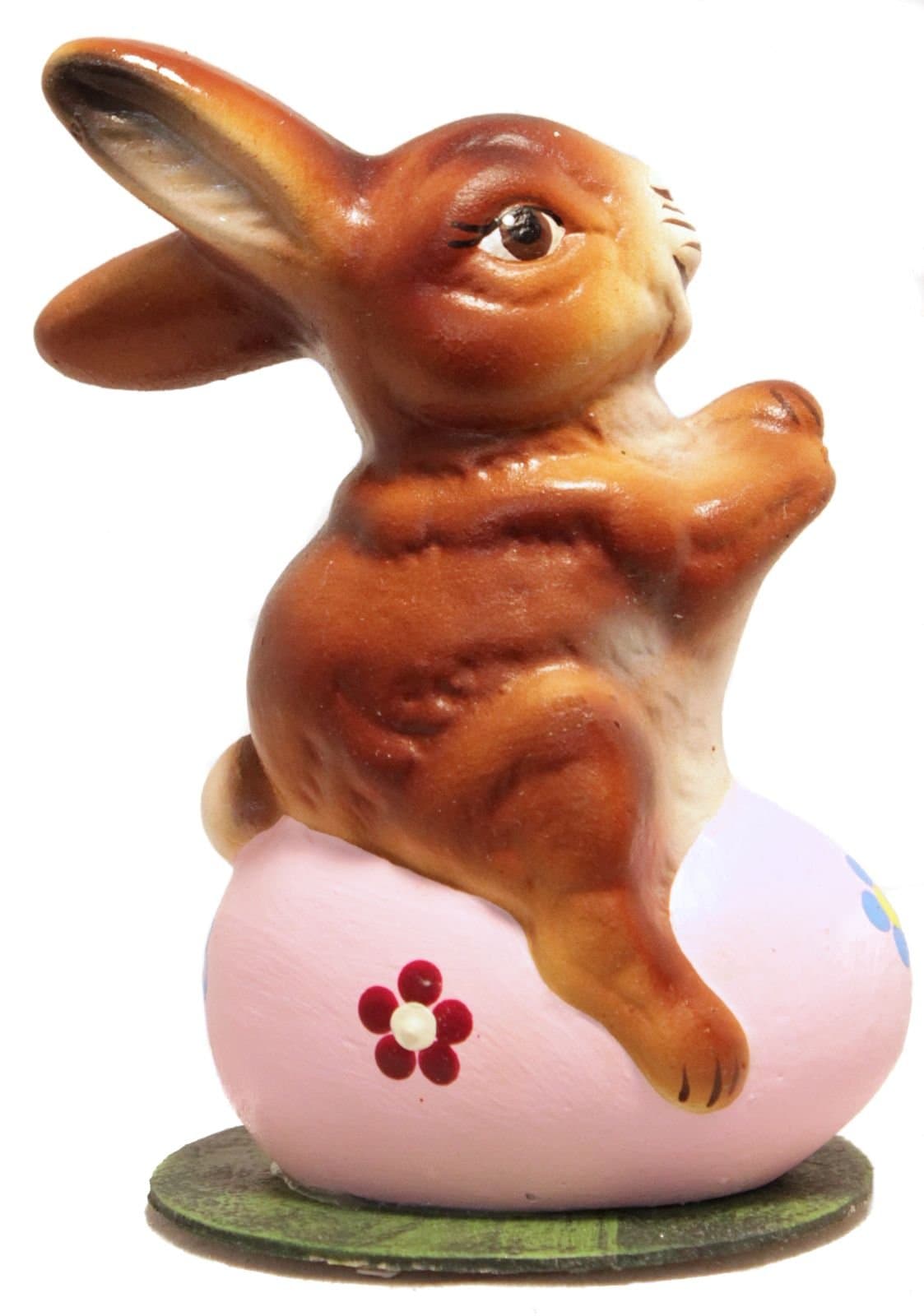 Schaller Bunny Rabbit Sitting on Pink Easter Egg Paper Mache Candy Container