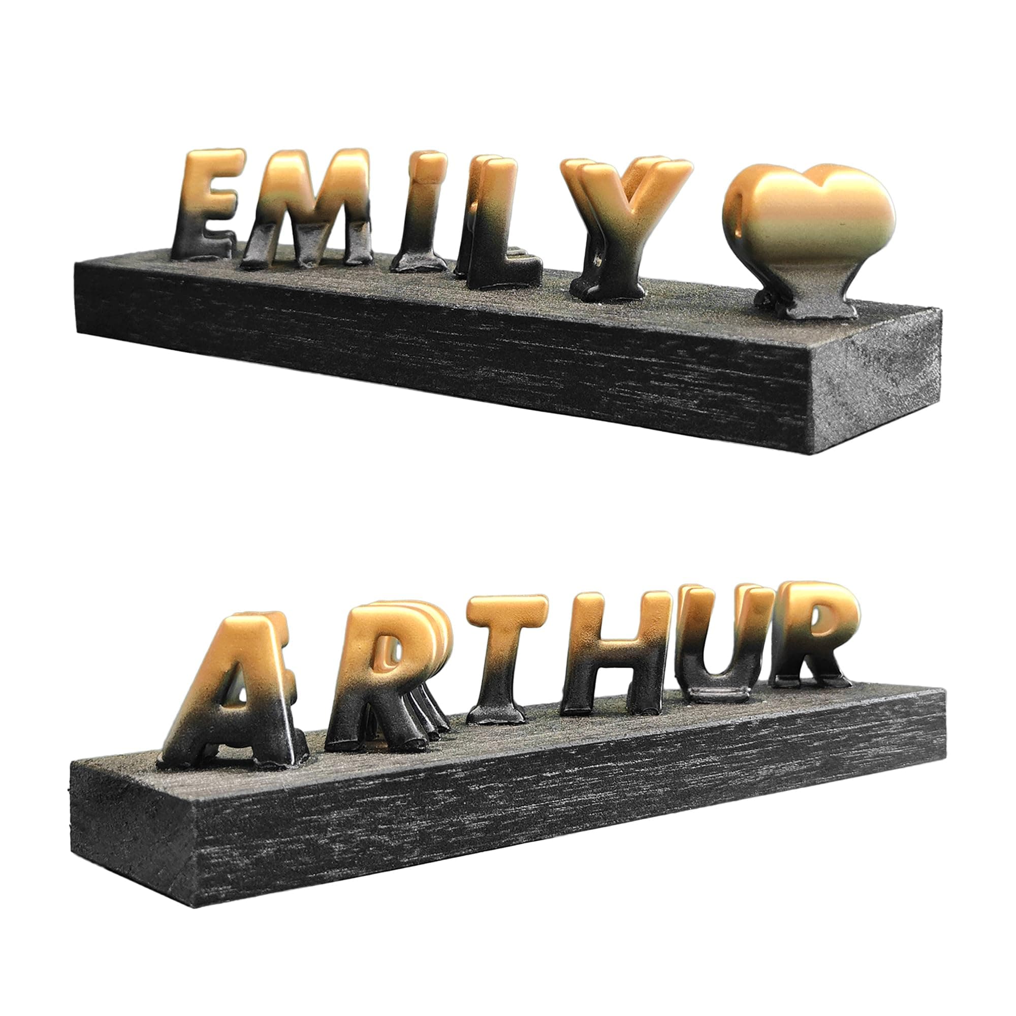 Personalized 3D Flip Name / 3D Name Art Personalized Gift for Husband Wife Boyfriend Girlfriend, Anniversary, Birthday, Couple Name (Black & Golden.)