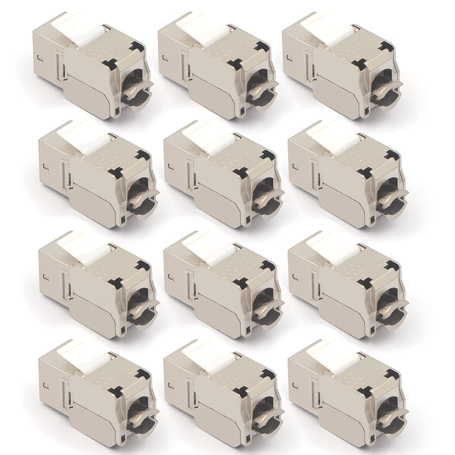 VCE RJ45 Cat6A Shielded Keystone Jacks 12-Pack, 10Gbps Easy Toolless Modular ...