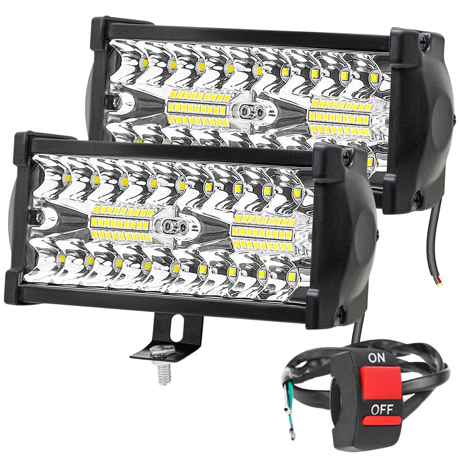 36 LED 7 Inch/18cm LED Bar Light LED Fog Light for All Motorcycles/Bike/Scooty/E-Rikshaw (Set Of 2) (7 Inch,White) (6 Month Warranty)