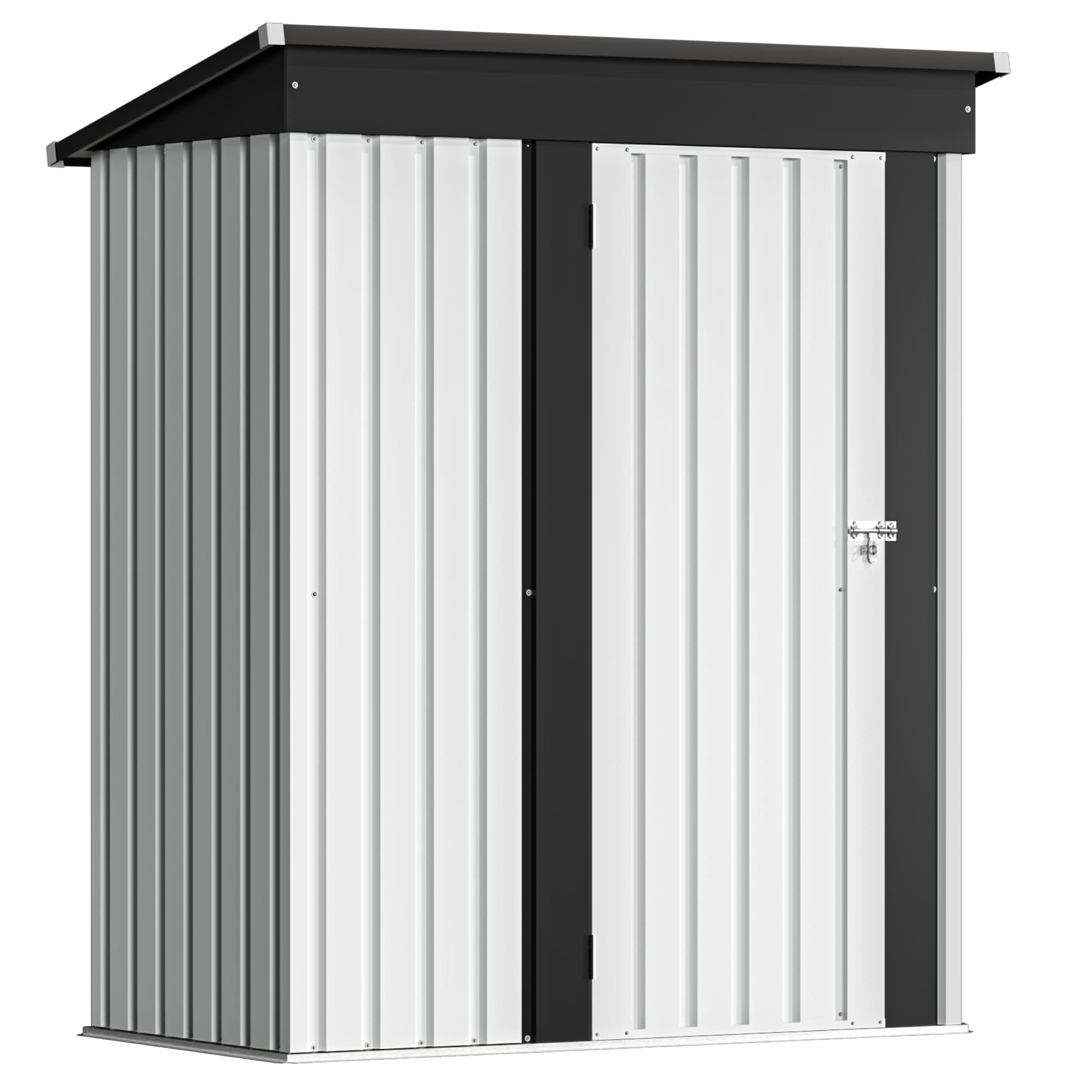 Devoko Outdoor Storage Shed 5 x 3 FT Lockable Metal Garden Shed Steel Anti-Corrosion Storage House with Single Lockable Door for Backyard Outdoor Patio (White)