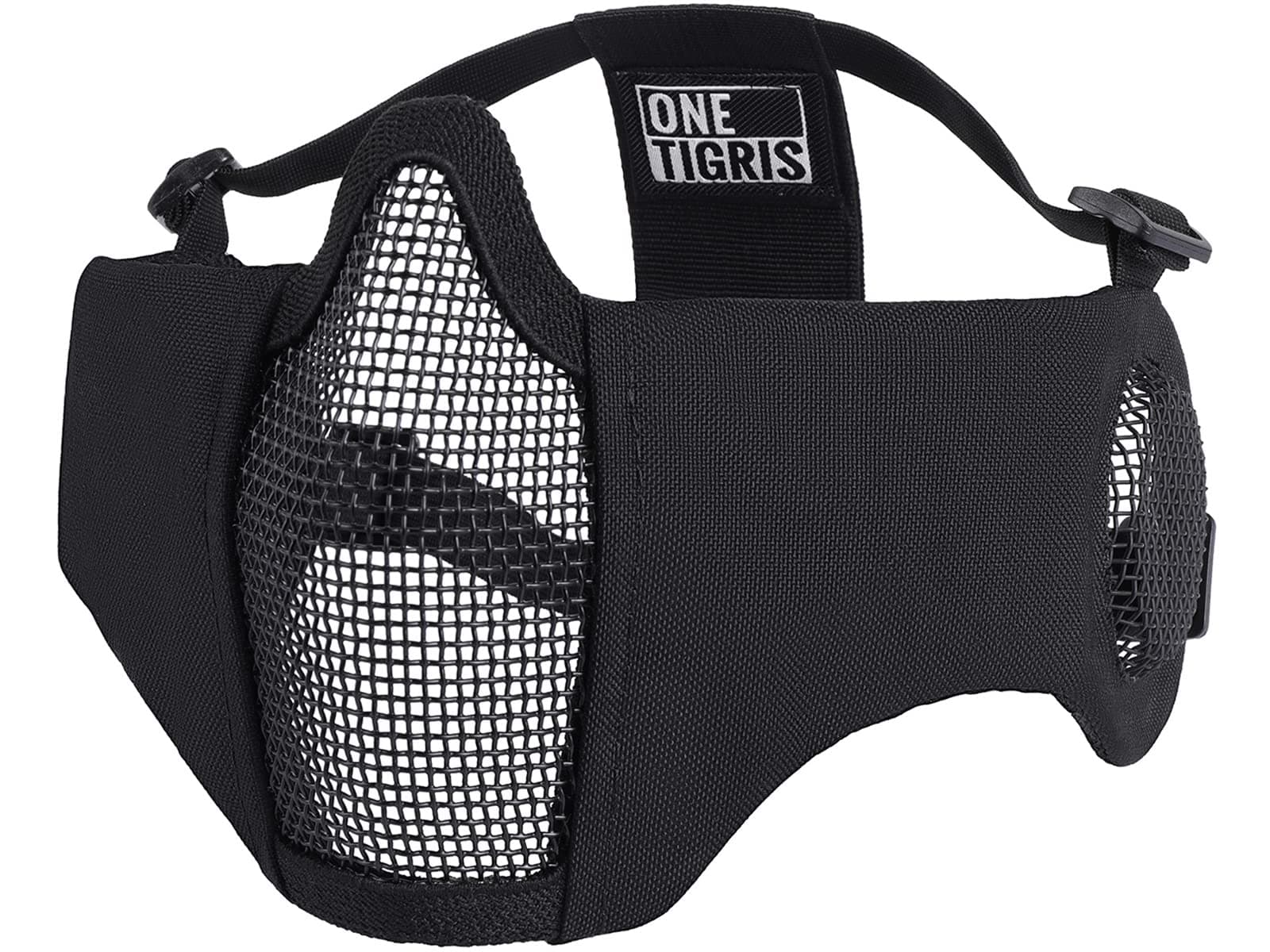 OneTigris 6" Foldable Half Face Airsoft Mesh Mask with Ear Protection, Military Tactical Lower Face Protective Mask
