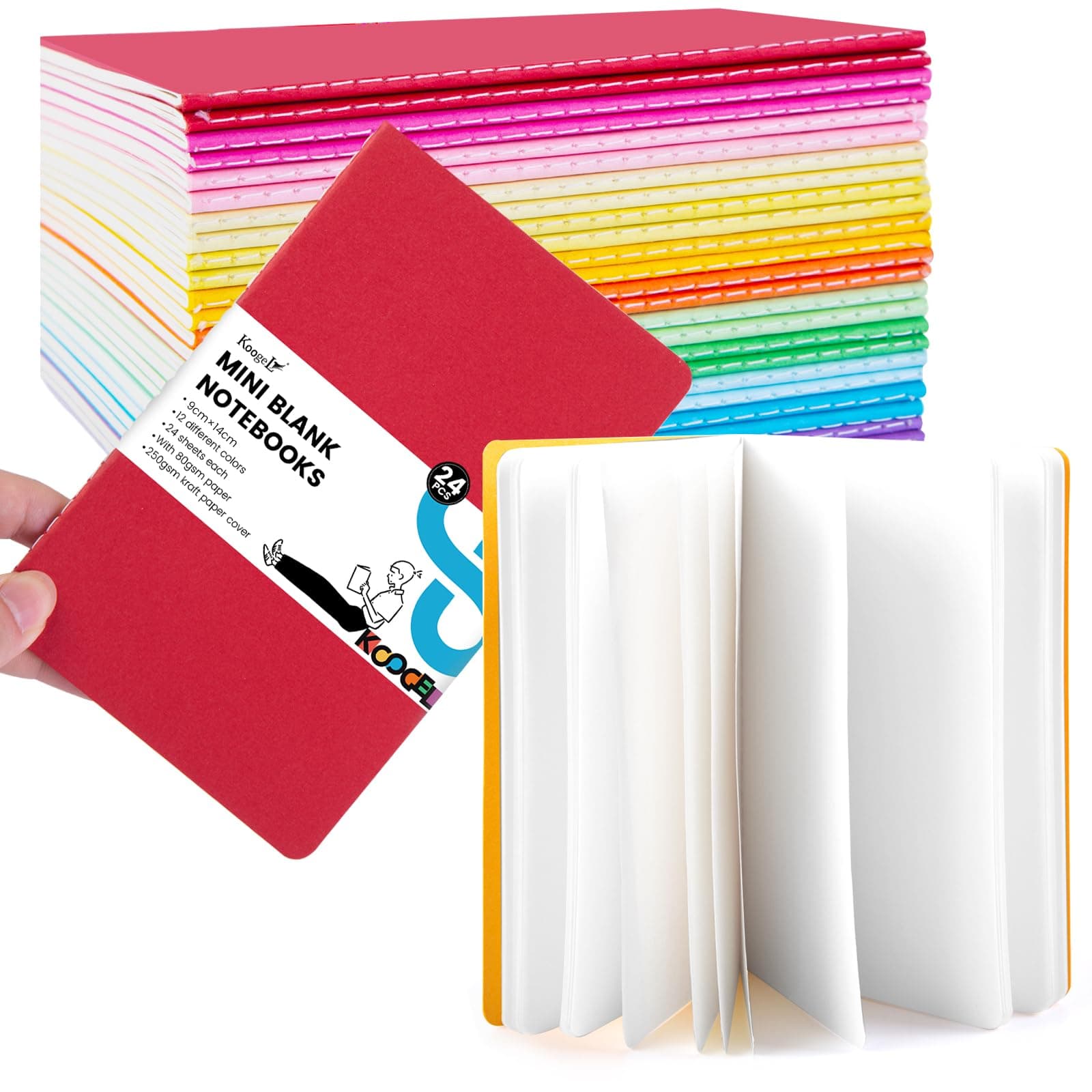 24Pcs Mini Notebooks,48 Pages Rainbow Colorful Blank Notepad Multipack Notebook for Students Writing Memos Diary Traveler Supplies Making Plans,5.5 x3.5inch/14 x 9cm