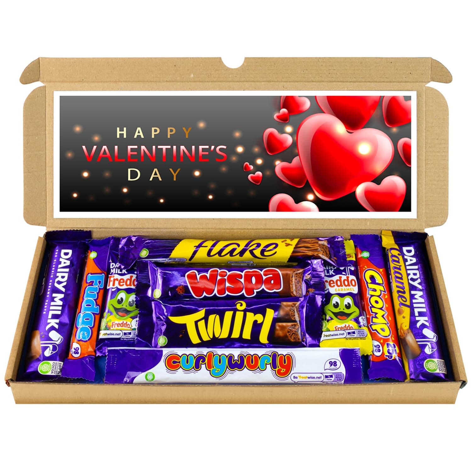 Valentines Day Gift | Letter box Chocolate Gift Selection Box | 10 Fullsize Dairy Milk Chocolate bars | Ideal Valentines Gifts For Him & Her (Black, Red & Gold)