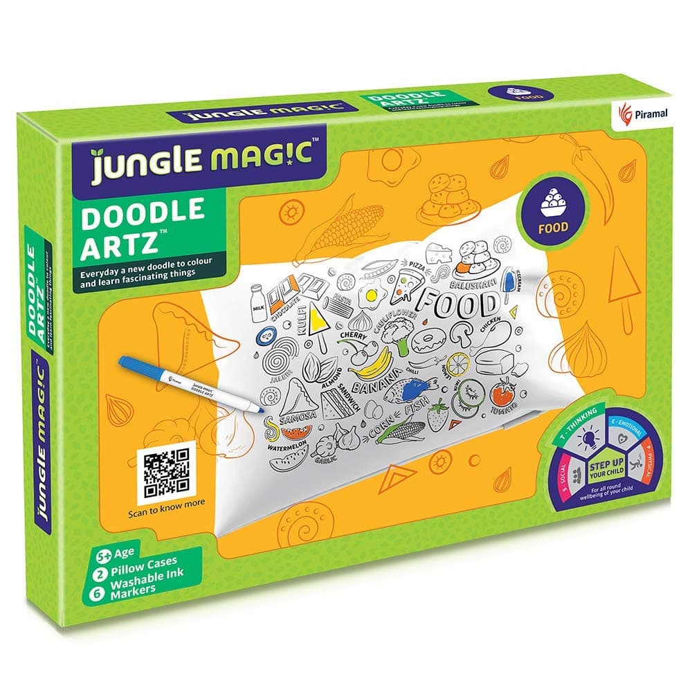 Jungle Magic Doodle Artz Food, Cotton, White