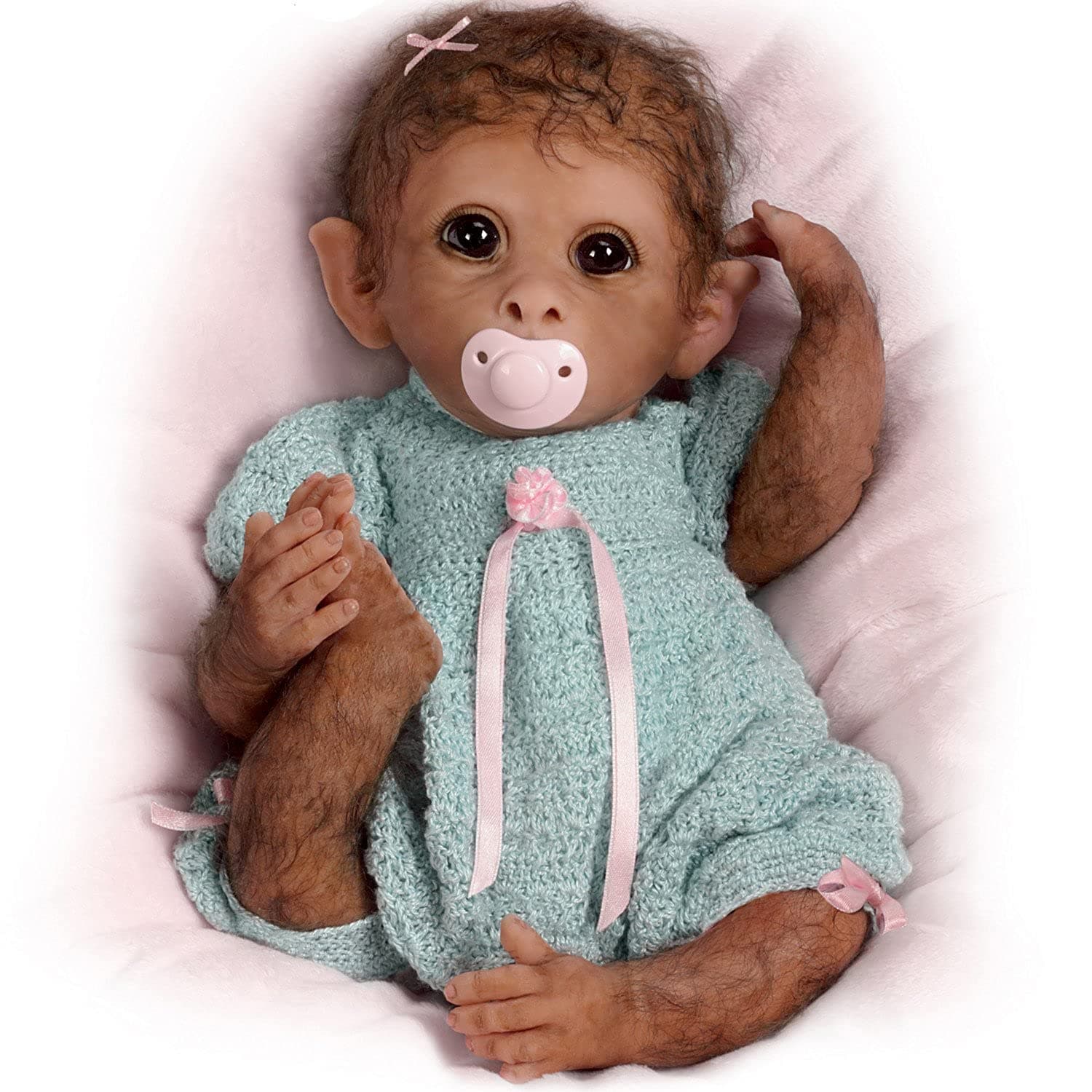 The Ashton-Drake Galleries Realistic Clementine Needs A Cuddle Monkey Doll, 14 inches, RealTouch Vinyl, by Linda Murray