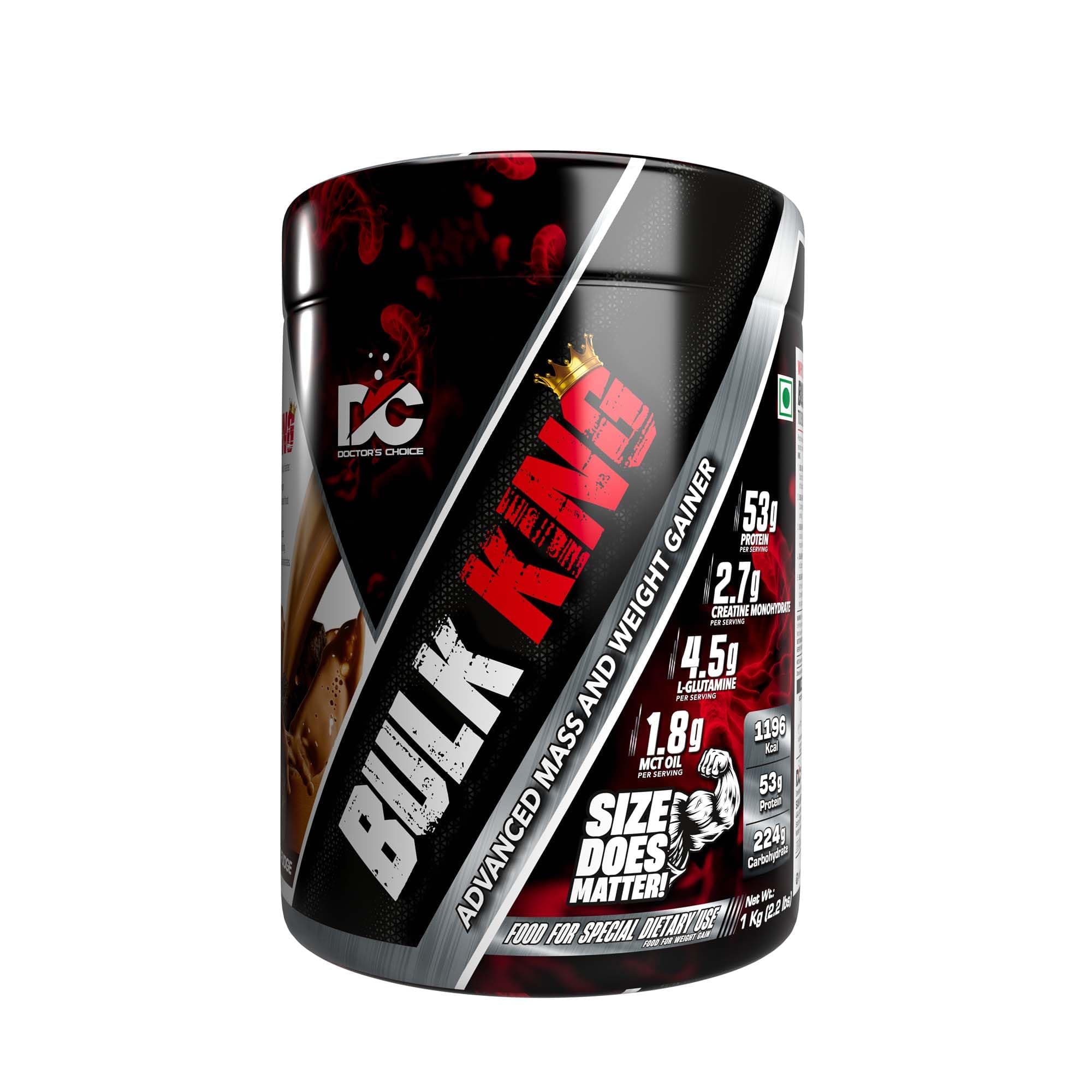 DC DOCTORS CHOICE Bulk King Advanced Mass Gainer and Weight Gainer for bulking (Choco Brownie Fudge, 1Kg)