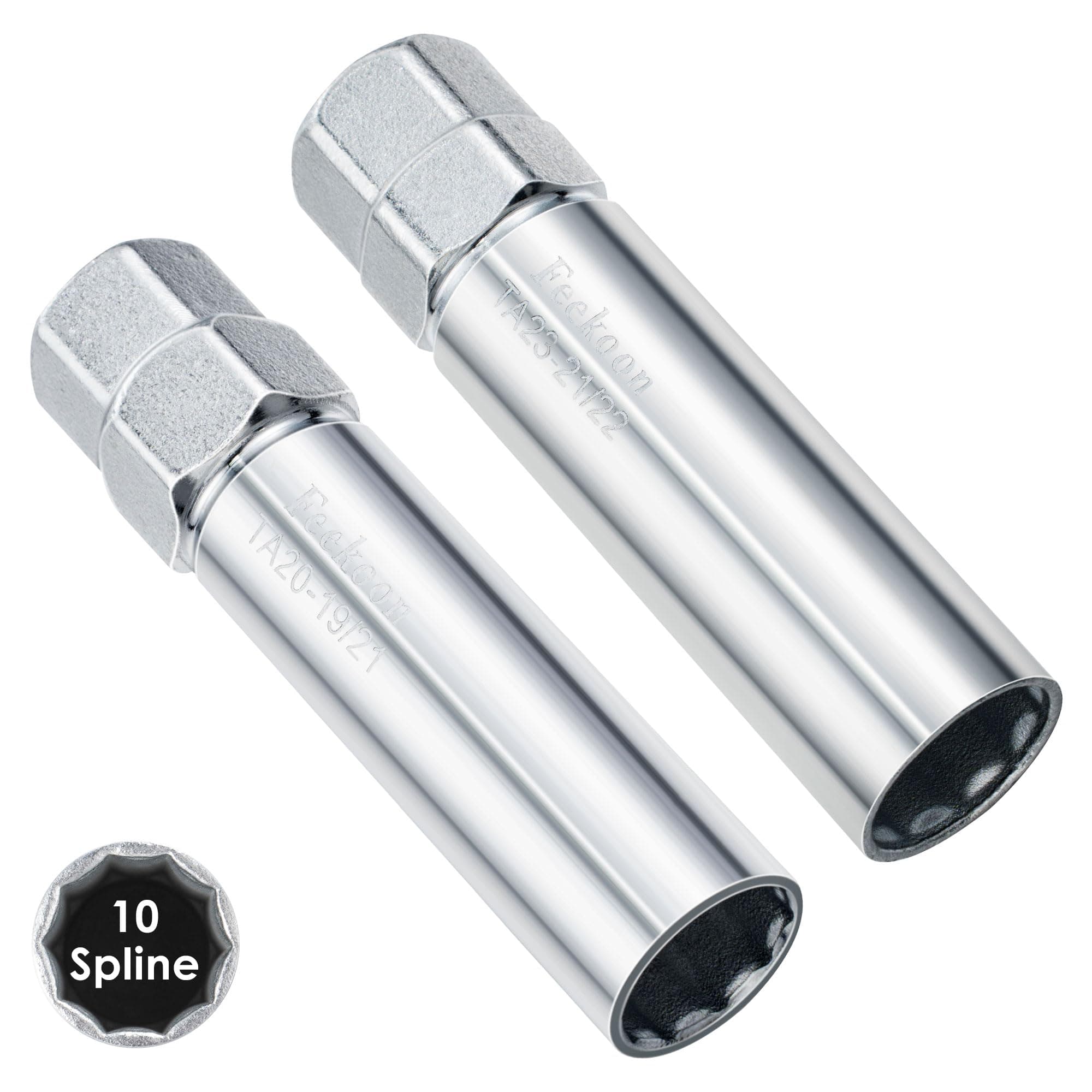 Feekoon 2 Pack 10 Spline Lug Nut Key Replacement for TA20-19/21 and TA23-21/22, Compatible with 10 Spline Lug Nut and Lug Bolts, Small and Large SUV Key with Hex Drive, Steel