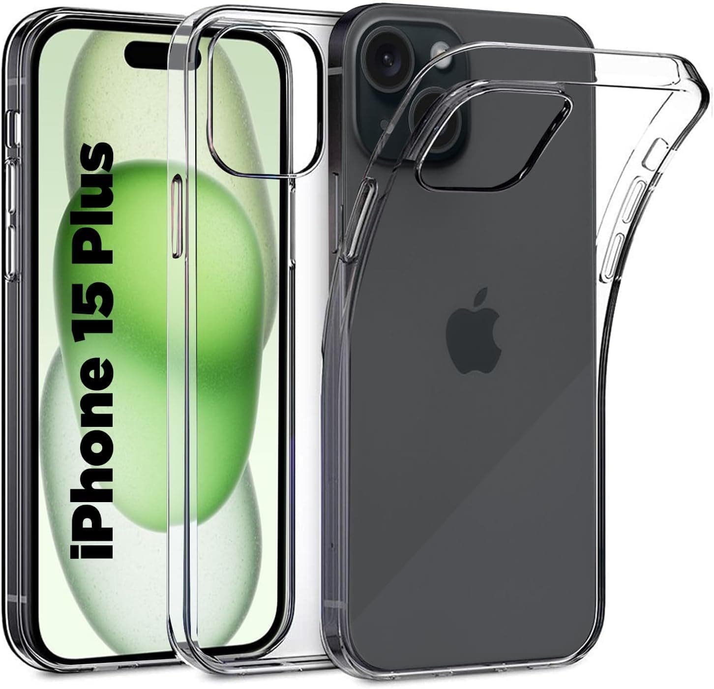 iPhone 15 Plus Clear Case Soft Flexible Silicone TPU Shockproof Transparent Back Cover compatible for iPhone 15 Plus (Clear)