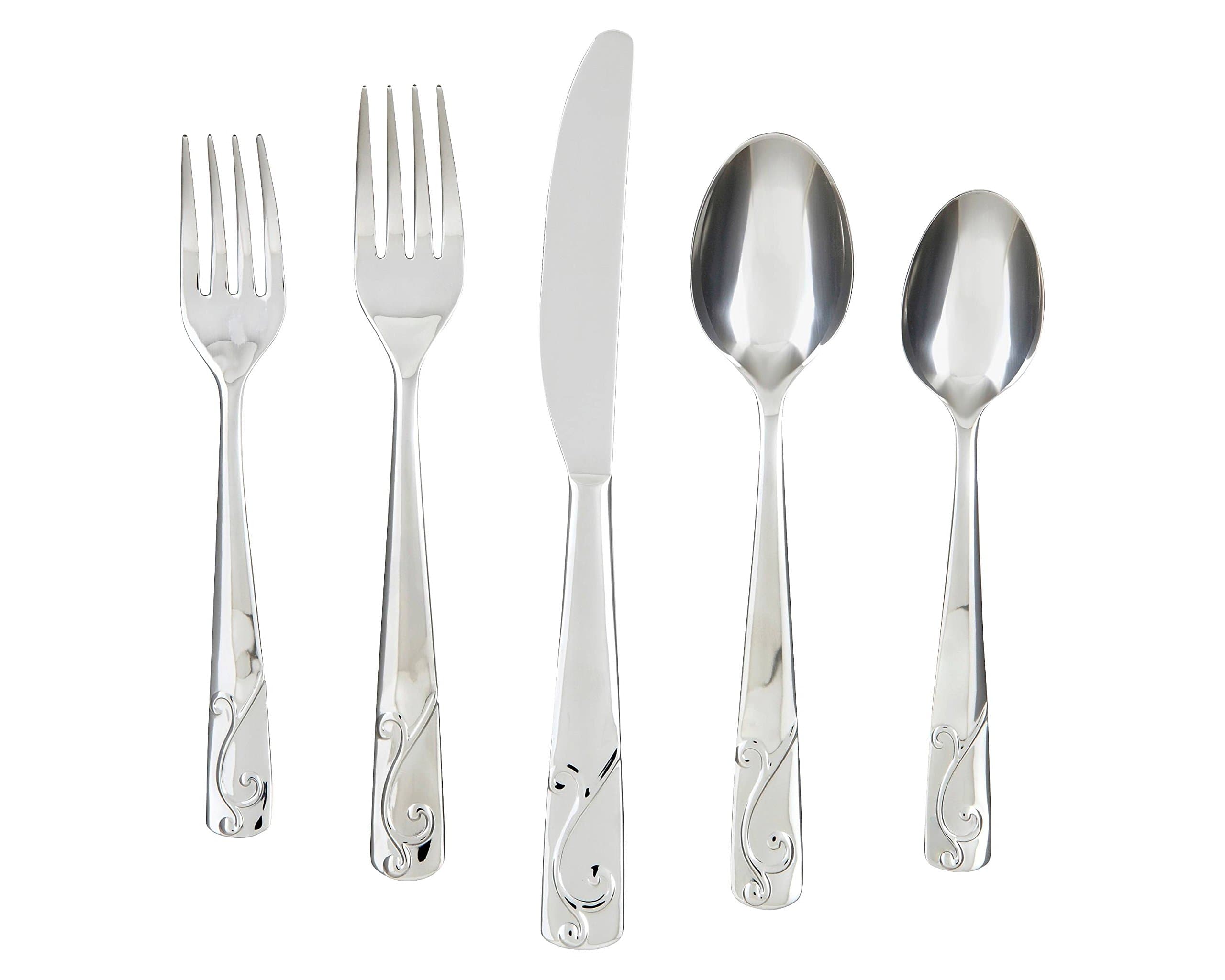 Cambridge Silversmiths Tula Frost 30-Piece Flatware Silverware Set, Service for 6, Includes Forks/Spoons/Knives