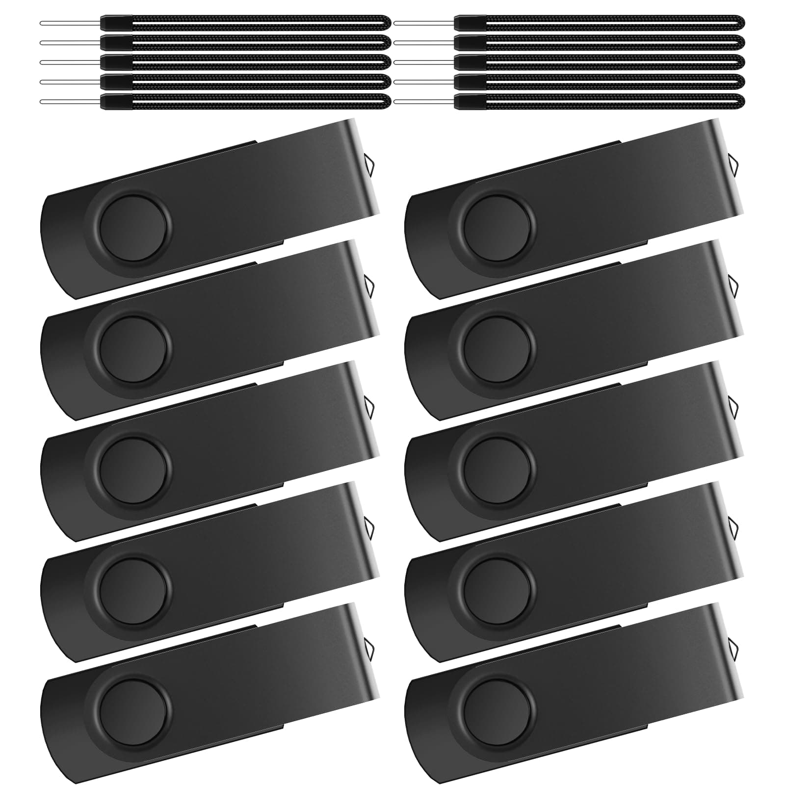 Kepmem 1GB USB Flash Drive 10 Pack USB 2.0 Thumb Drives Bulk Metal USB 2.0 Memory Sticks Fold Data Storage Swivel USB Drive 1 GB Pendrive Metal Jump Drive Black Zip Drive Business Clients Gift