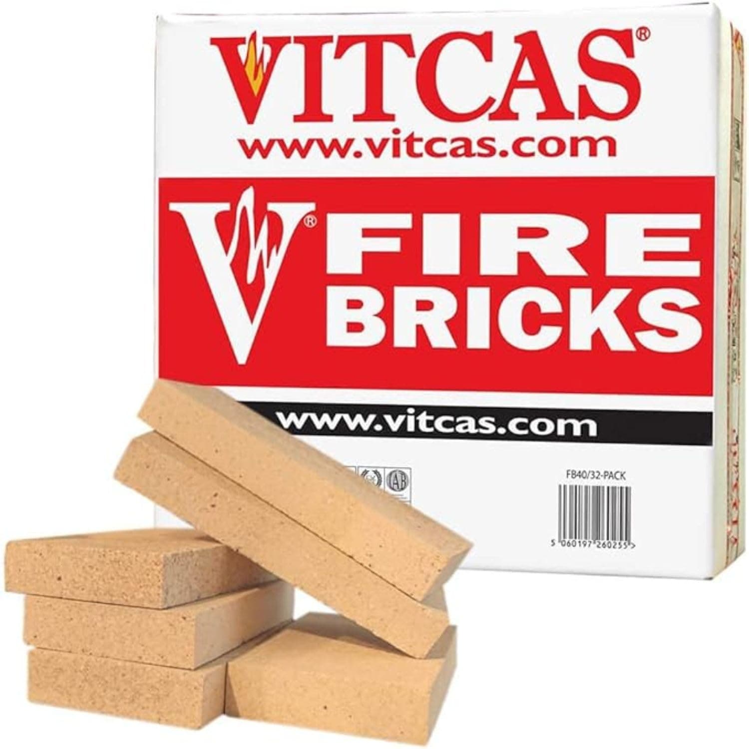 Fire Bricks - Premium Material - High Density - Low Thermal Conductivity - Replacement Box - For Stoves & Fireplaces – Standard Firebricks - Up to 1300 degree Celsius - Pack of 6