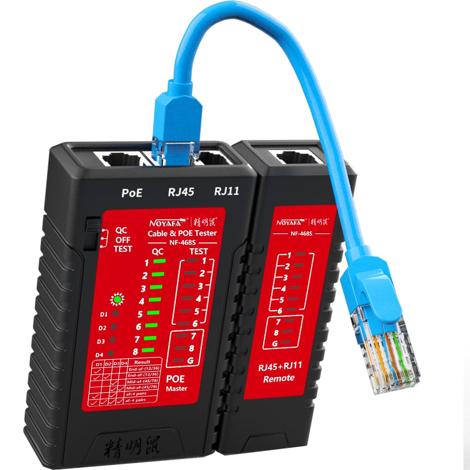 NF-468s Network Cable Tester, Ethernet Tester,Cable Mapper, Check Continuity -RJ45, RJ11, RJ12, RJ45, CAT5, CAT5E, CAT6, CAT6A,Telephone line CAT3