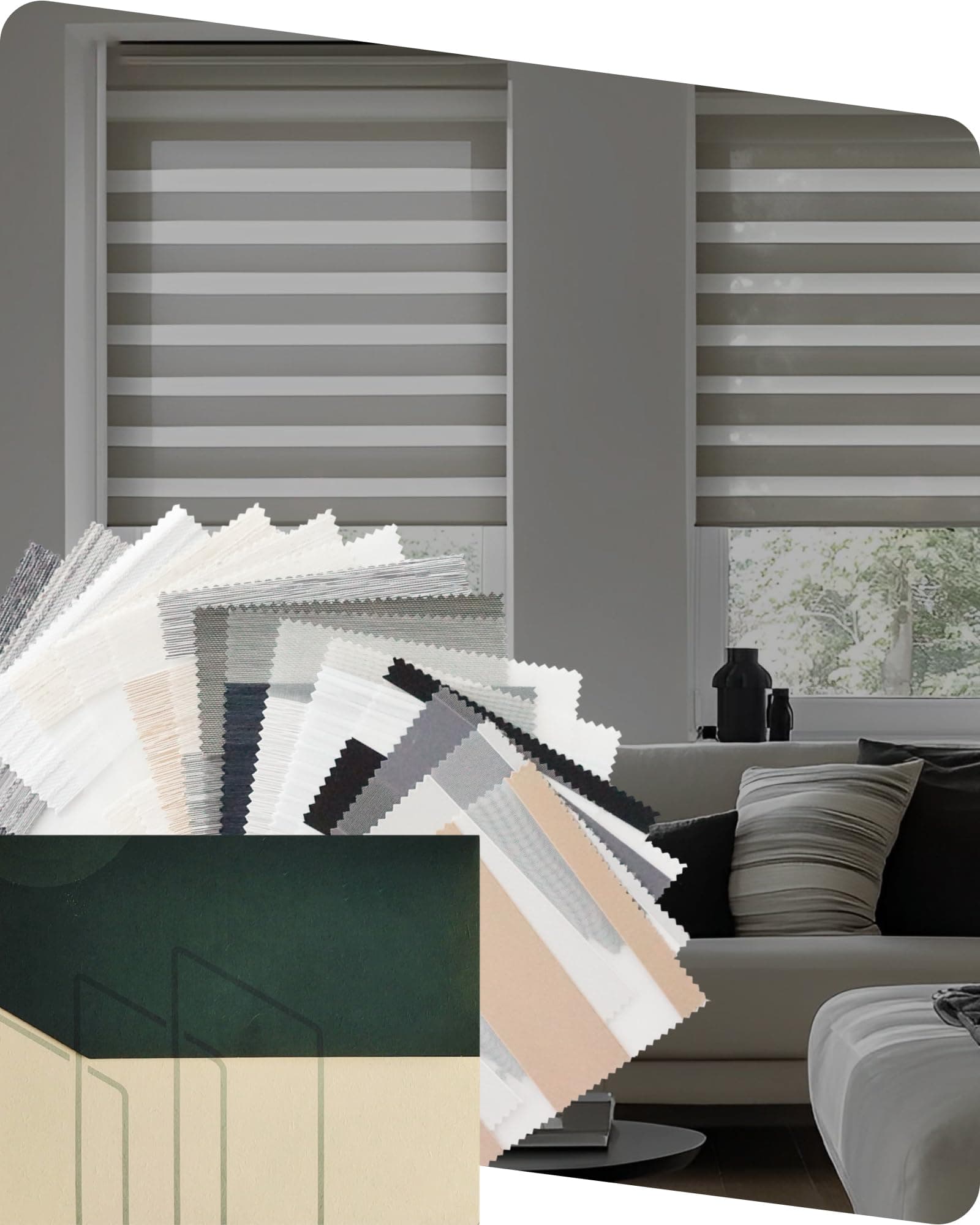 Motorized Blinds with Remote, Compatible with Alexa, Privacy Zebra Shades for Windows, Fabric Sample (Multicolor)