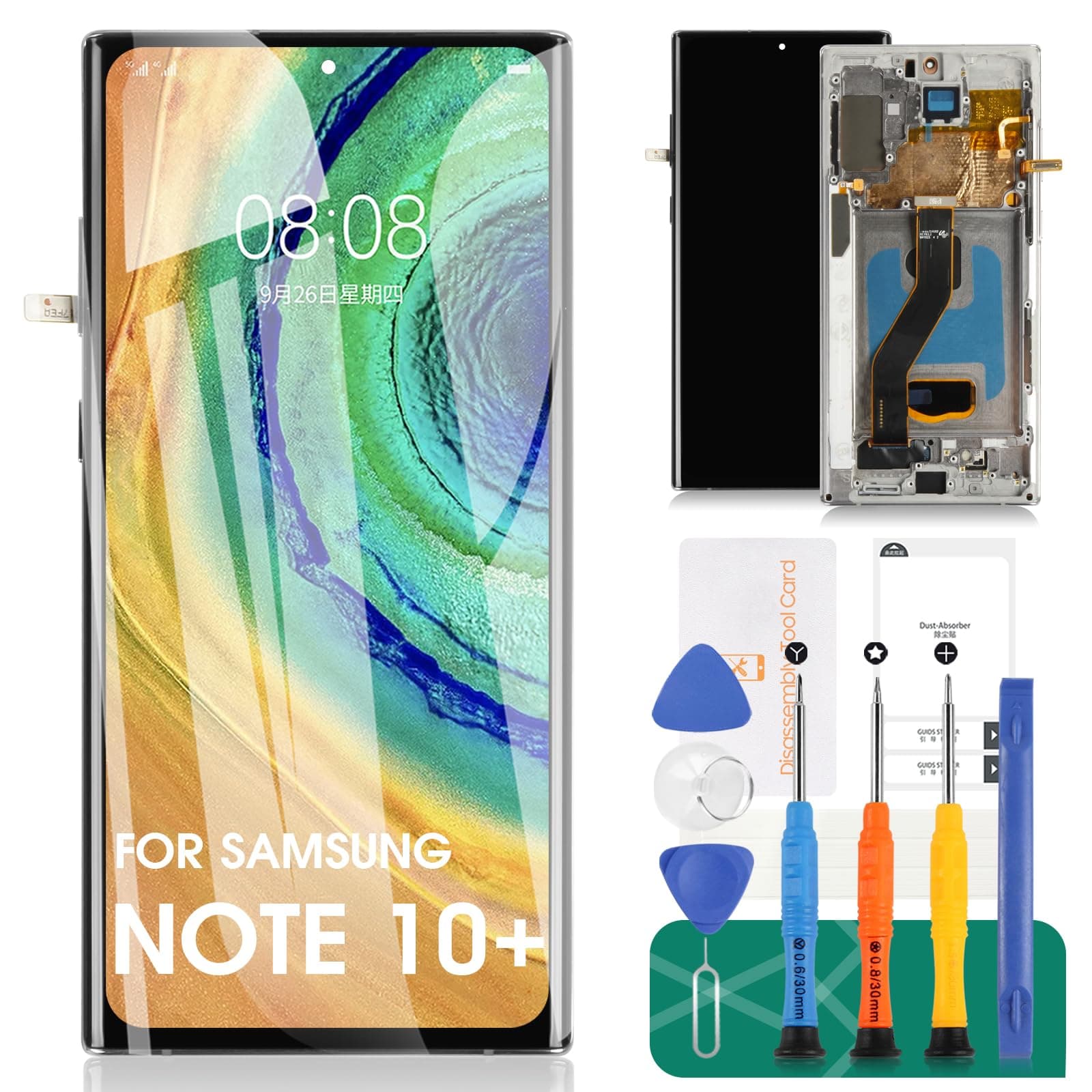 OLED for Samsung Note 10 Plus Screen Replacement for Samsung Galaxy Note 10 Plus 4g/5g LCD Screen for Galaxy SM-N975 SM-N976 LCD Touch Screen Digitizer Assembly Repair Kits with Frame (Silver)