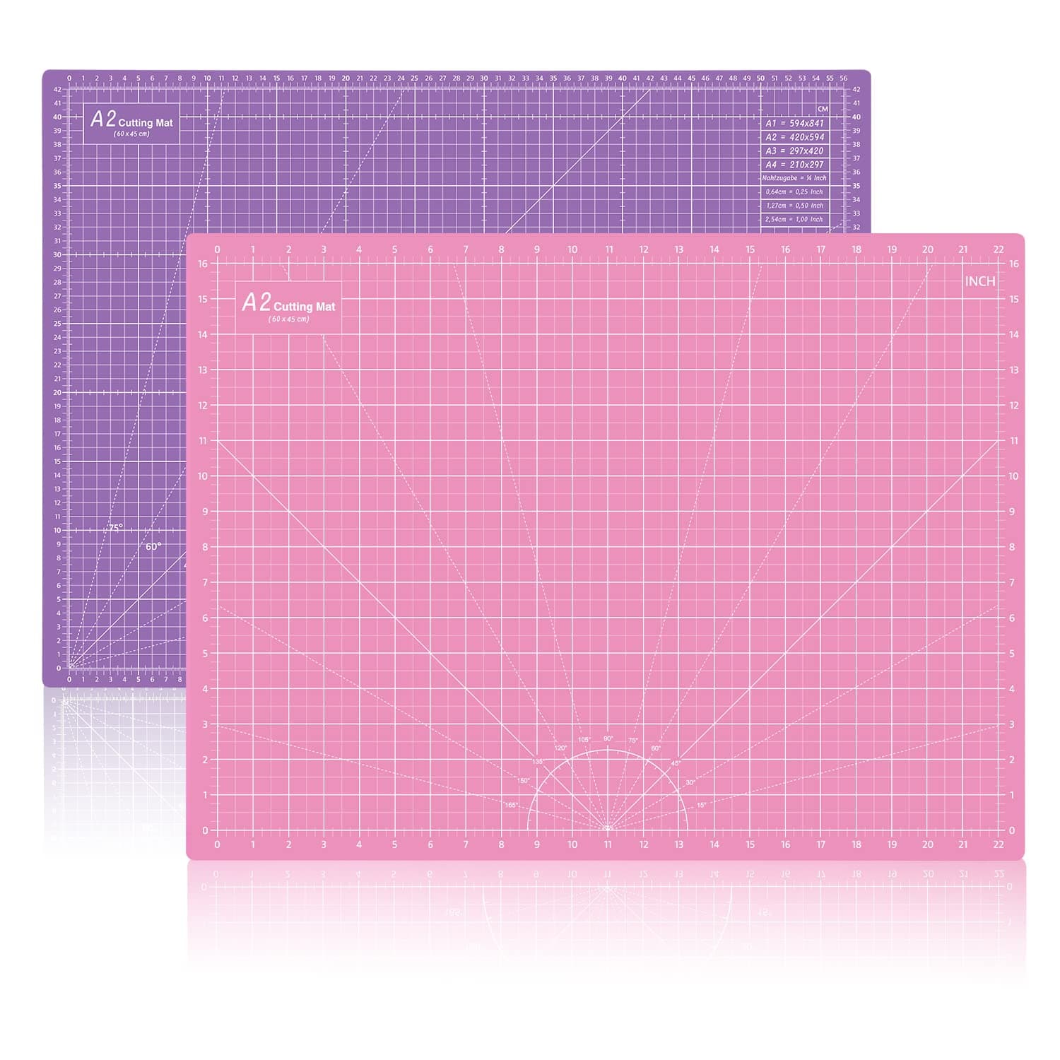 Headley Tools Durable Double-Sided Self Healing Cutting Mat - Property Help Mat Re-Heal Itself;Made of Durable 5-Ply Material .Rotary Mat Size: 18 x 24 inches (A2).Pink/Dark Purple