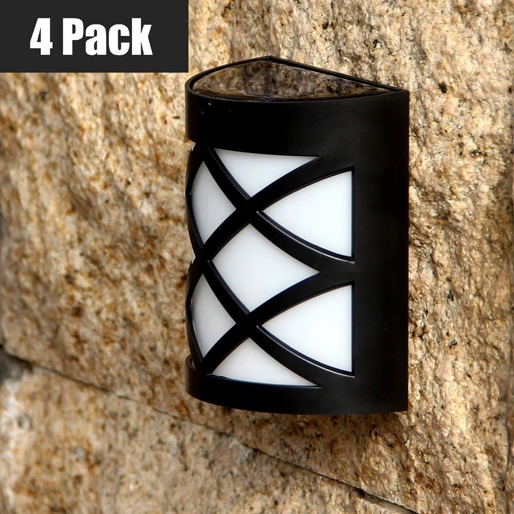 LEDemain 4 Pack Solar Powered Door/Fence/Wall/Step Lights Led Outdoor Garden Lighting