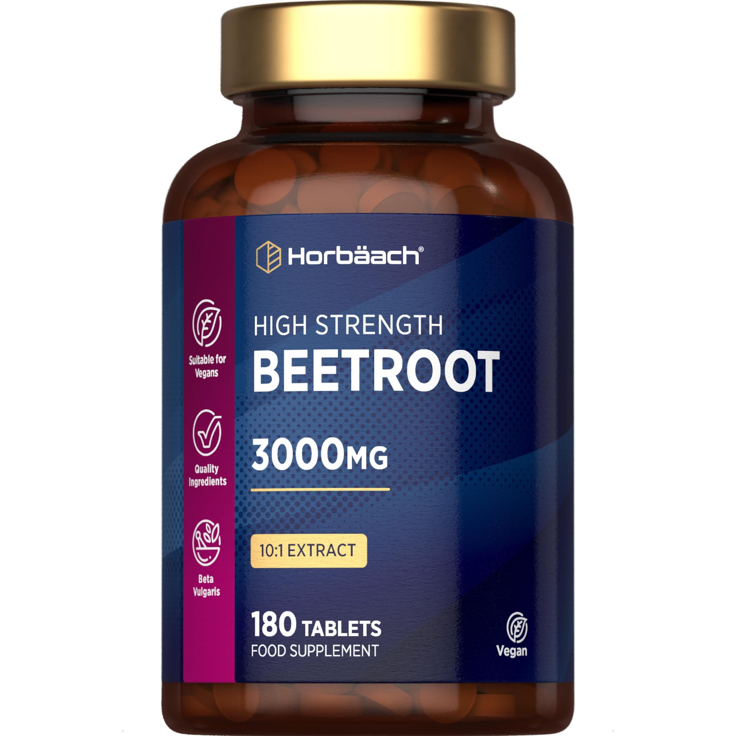 Beetroot Tablets 3000mg | High Strength Beetroot Supplement | 180 Vegan Tablets (3 Months Supply) | Nitric Oxide | by Horbaach