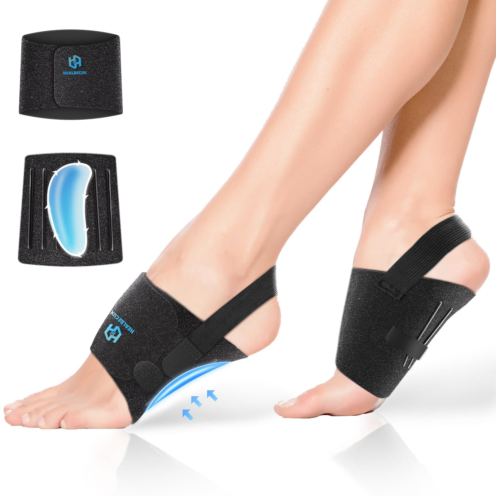 Arch Support Braces for Women Men, Adjustable Arch Support Bands for Feet, Arch Wraps Compression Sleeves with Arch Pad for Foot Support