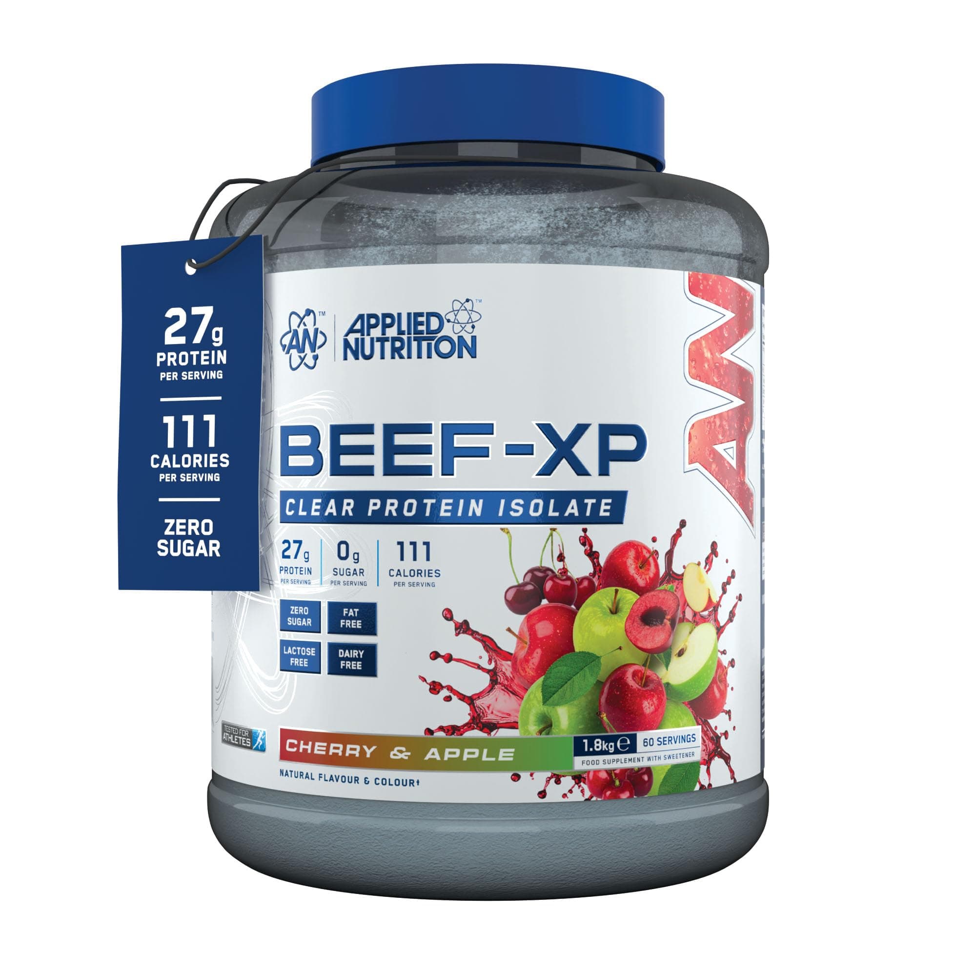 Applied Nutrition Clear Hydrolysed Beef Protein Isolate Powder, Fruit Juice Style, Dairy Free, Lactose Free, Zero Sugar, Low Fat, 1.8kg - 60 Servings (Cherry & Apple)