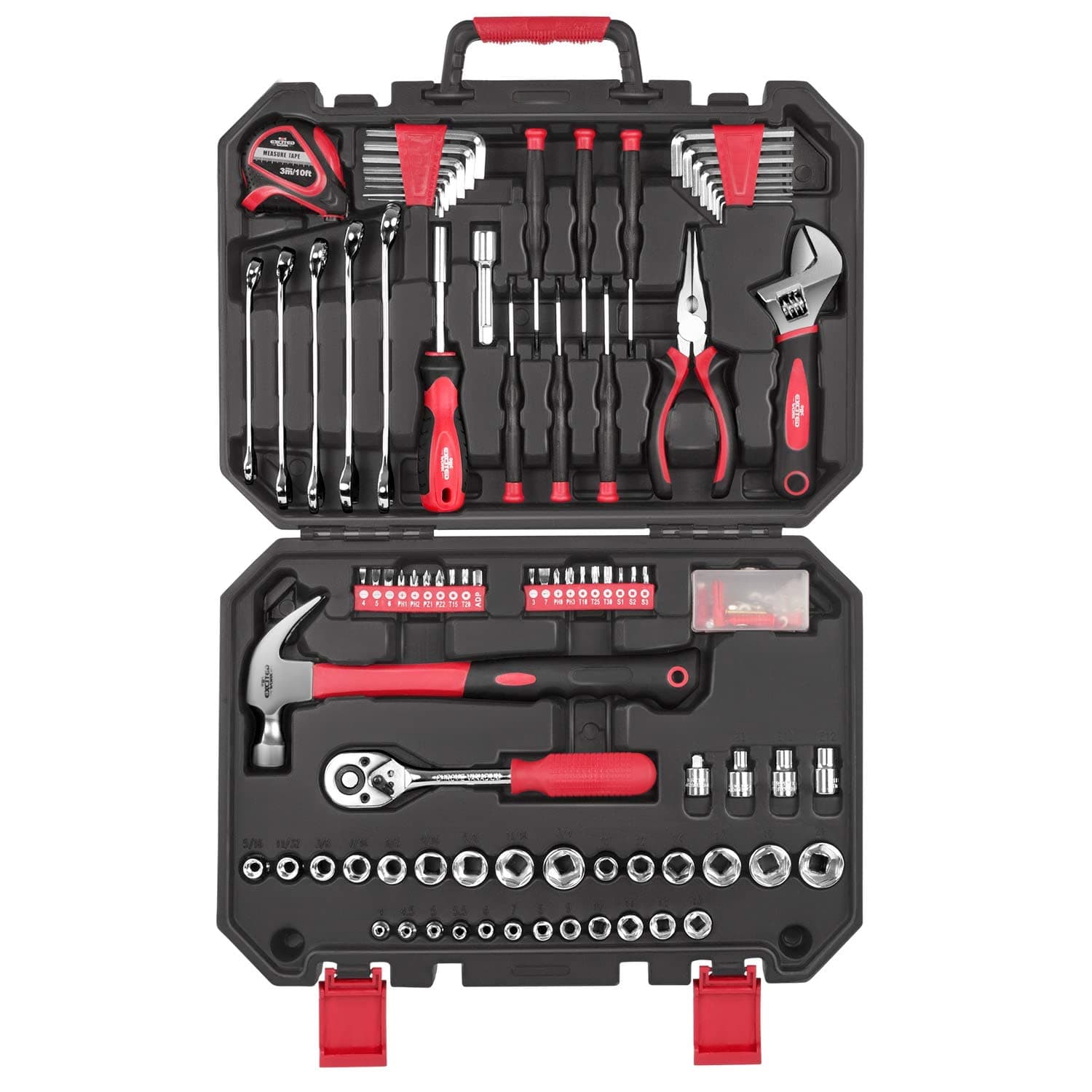 128 Piece Tool Set-General Household Hand Tool Kit, Auto Repair Tool Set, with Plastic Toolbox Storage Case for Men and Women